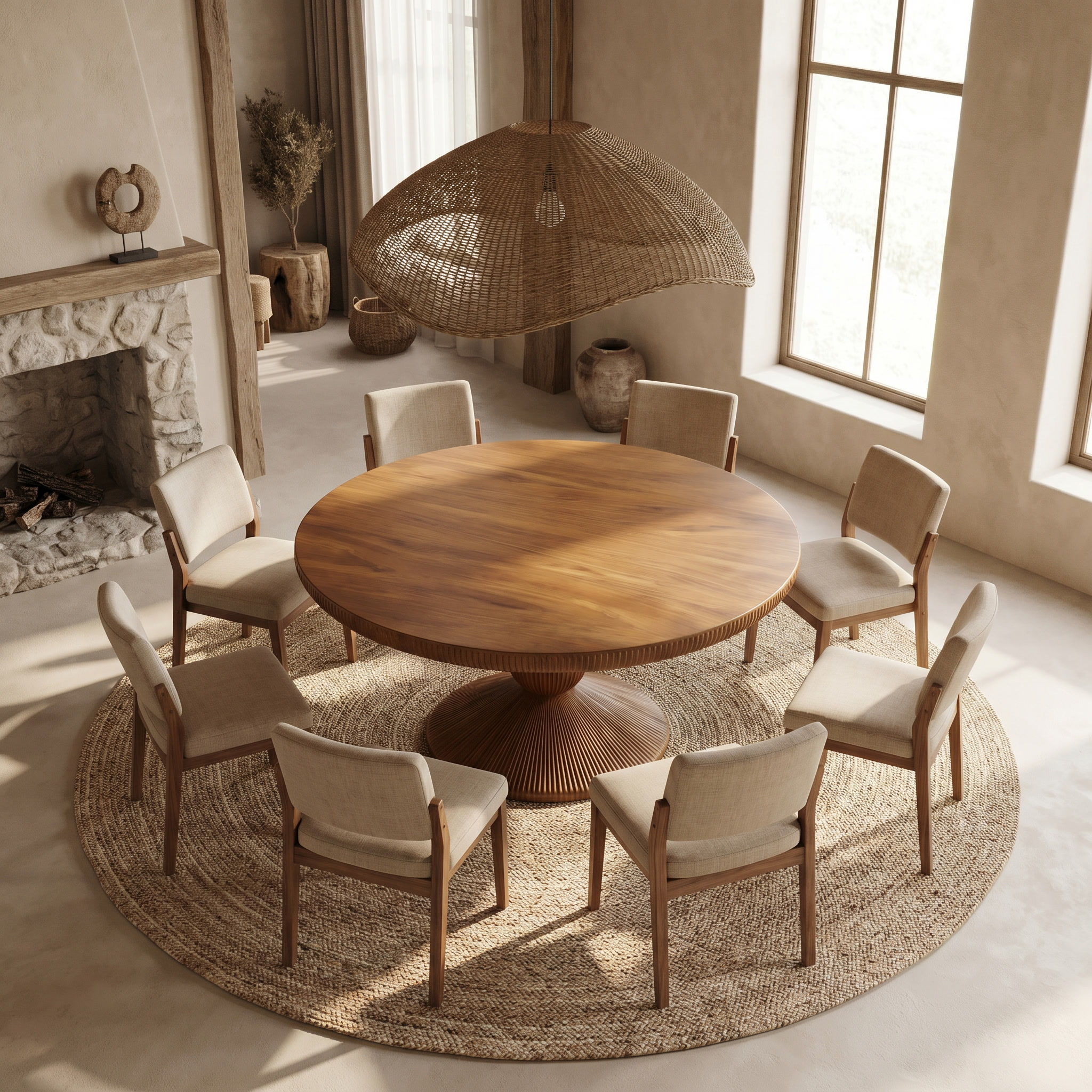 Modern Round Pedestal Dining Table For Dining Room And Kitchen SINLSADT168