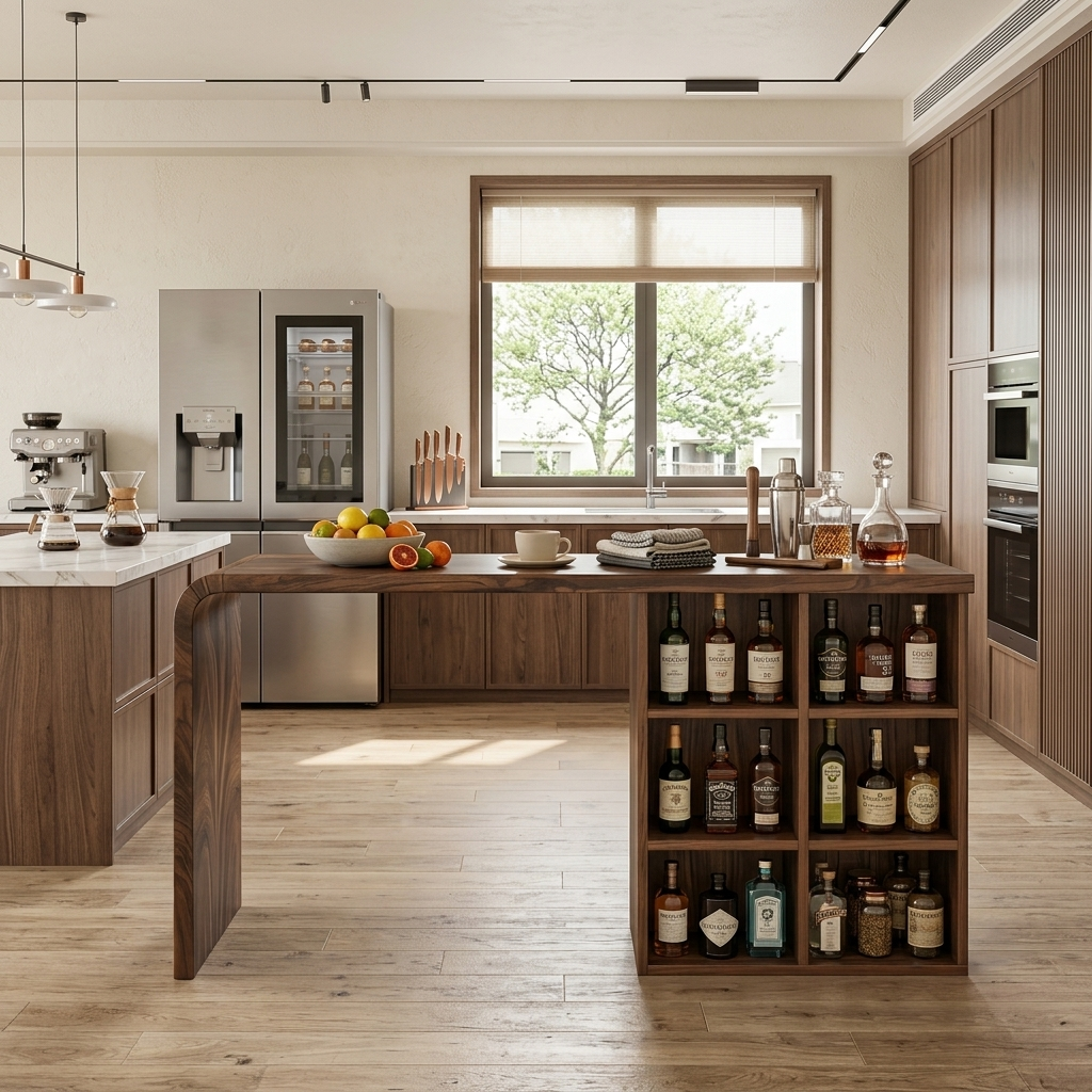 Modern Wooden Bar Table With Storage For Kitchen Or Home Mini Bar SITHTTBTA003