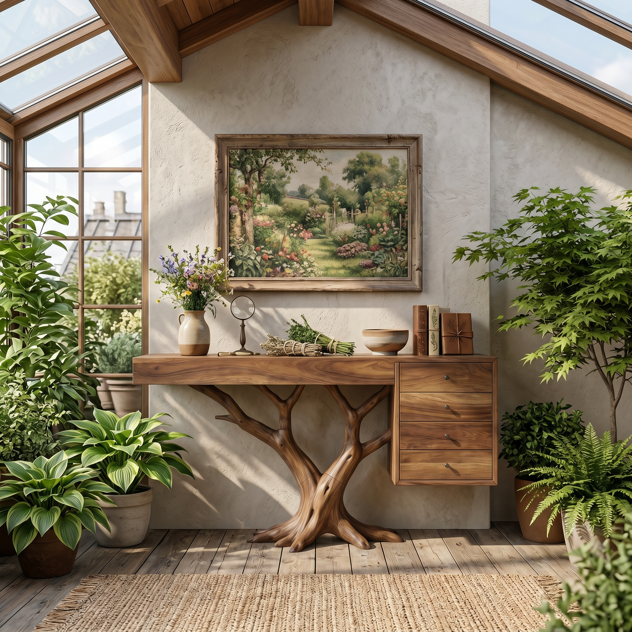 Organic Floating Console Table Designer Entryway SILDTTRCS074