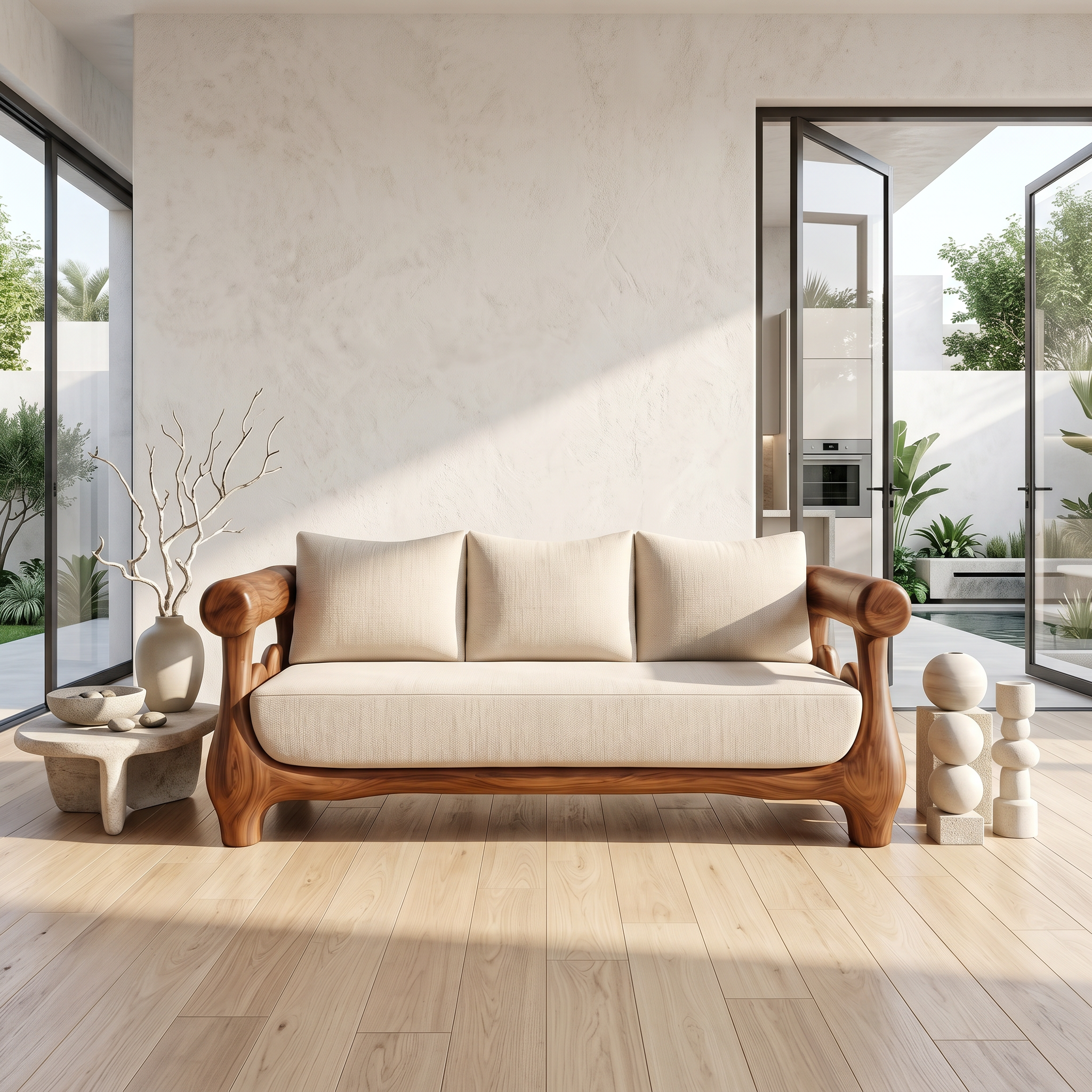 Statement Sofa Frame With Sculptural Tree Inspired Structure For Living Room SINLSASF053