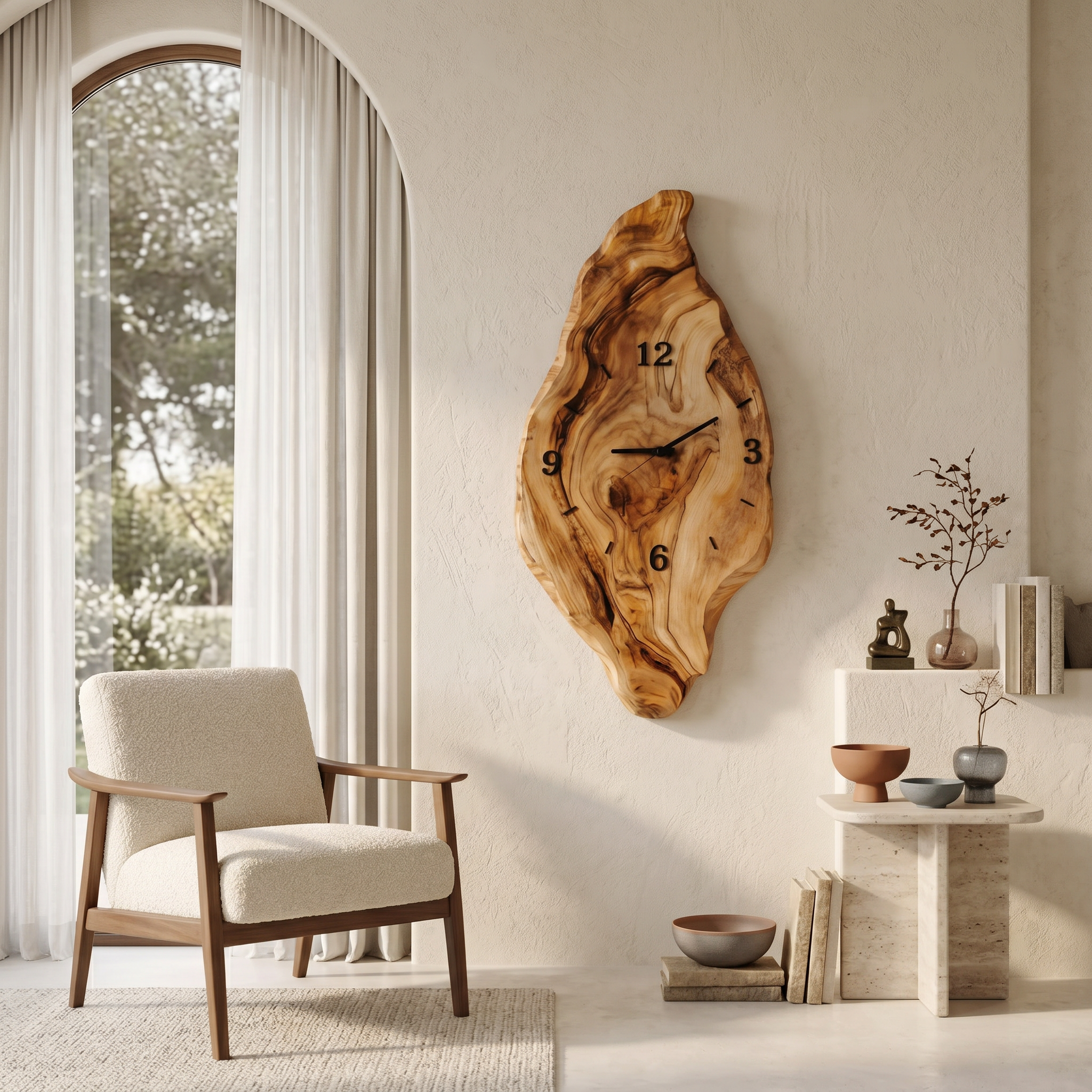 Rustic Wall Clock With Live Edge Design For Bedroom SITHTTWAC002
