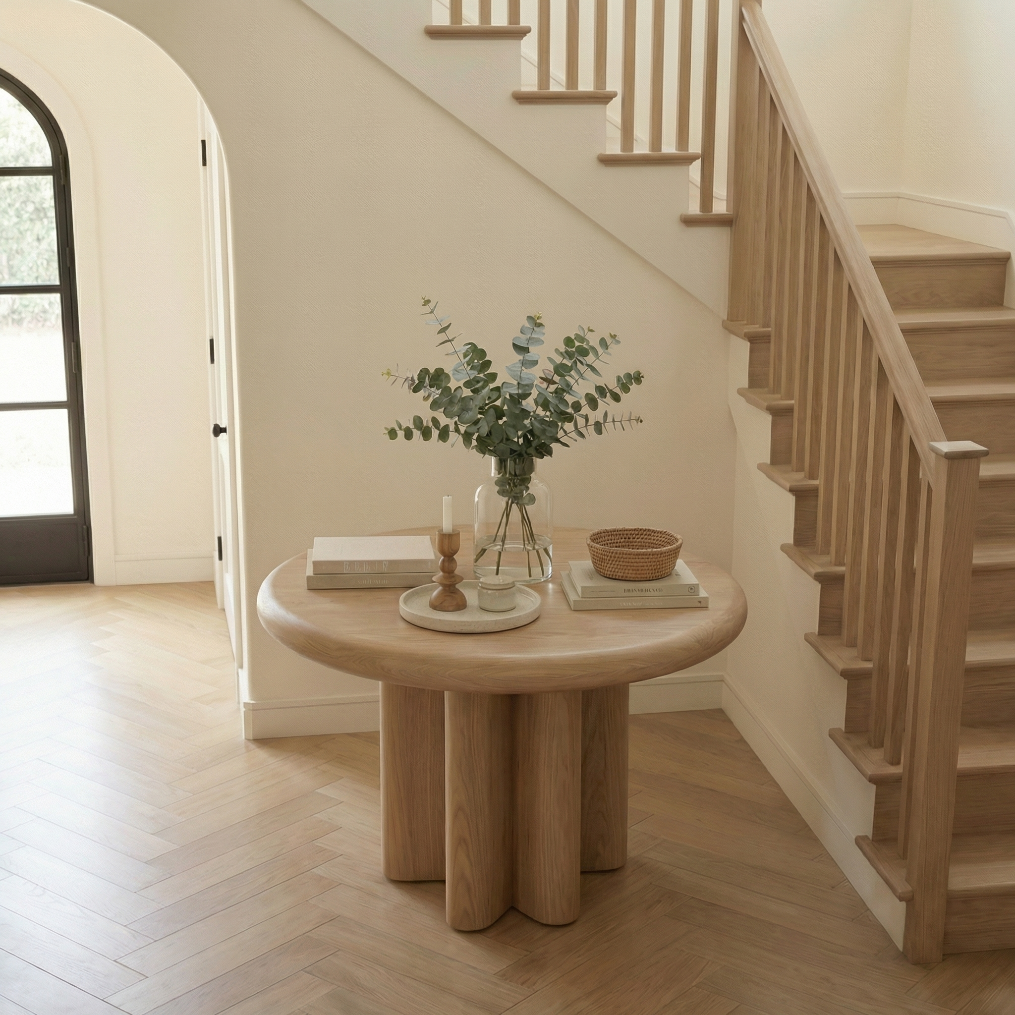 Modern Minimalist Round Entryway Foyer Table For Entryway Home Decor SINLSAFT002