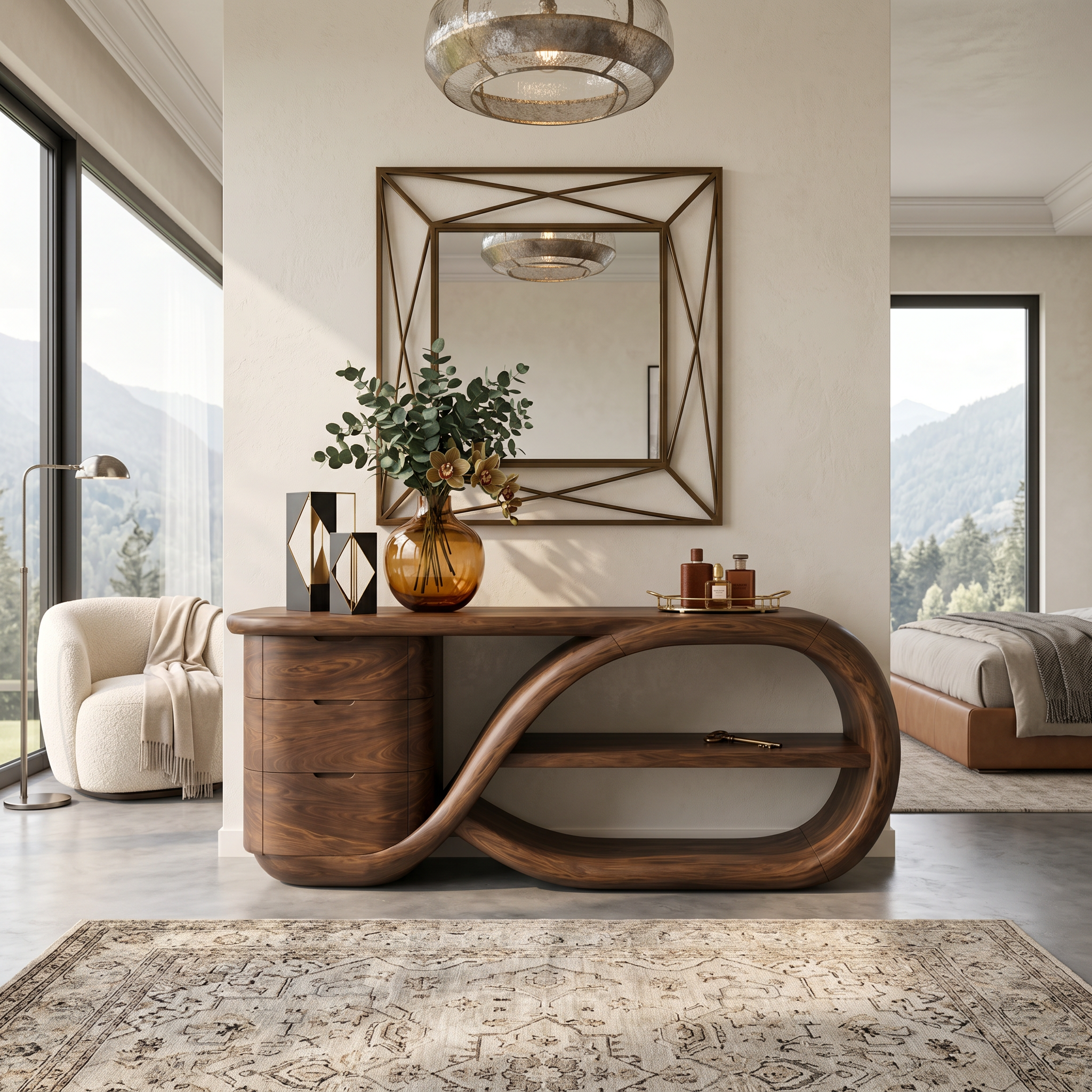 Modern Cross Base Console Table Luxury Hallway SILDTTRCS108