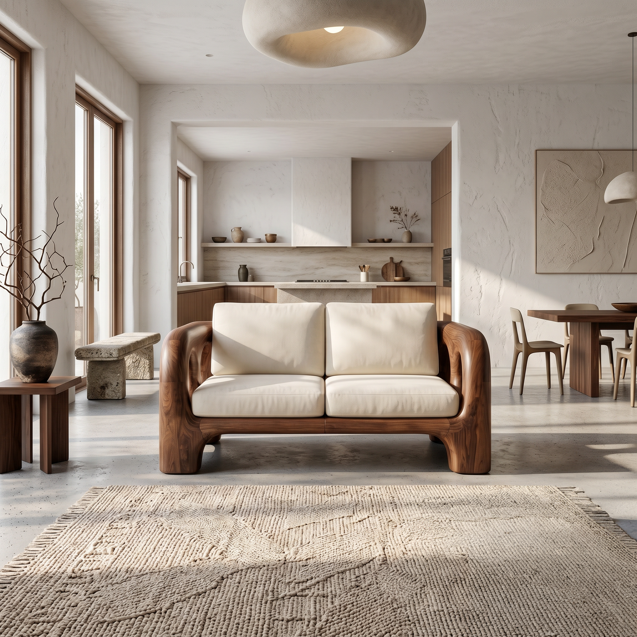 Handcrafted Sofa Frame With Organic Sculptural Arms For Living Room SINLSASF046