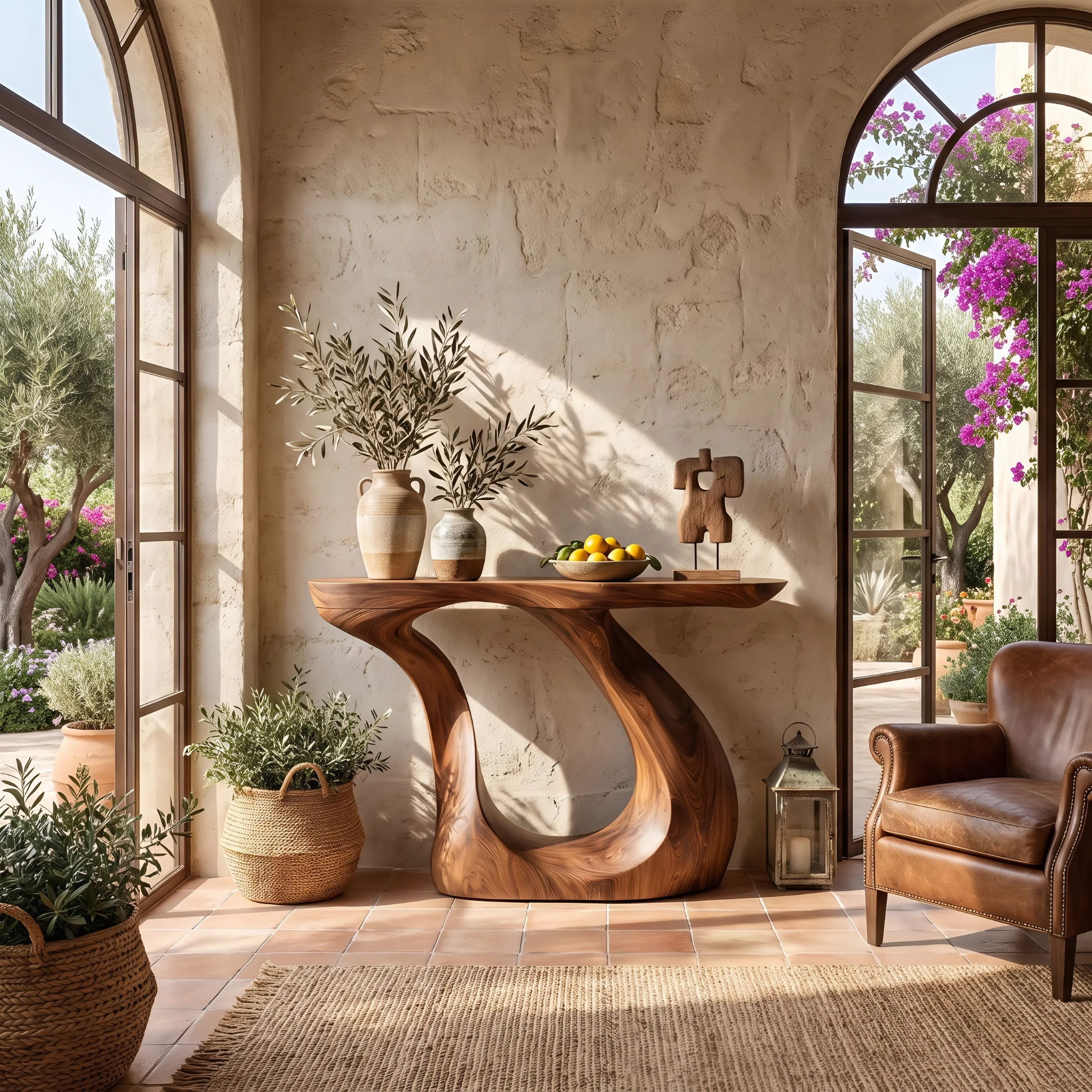 Modern Live Edge Entryway Table Sculptural Wood For Luxury Home Decor SILDTTNCS071