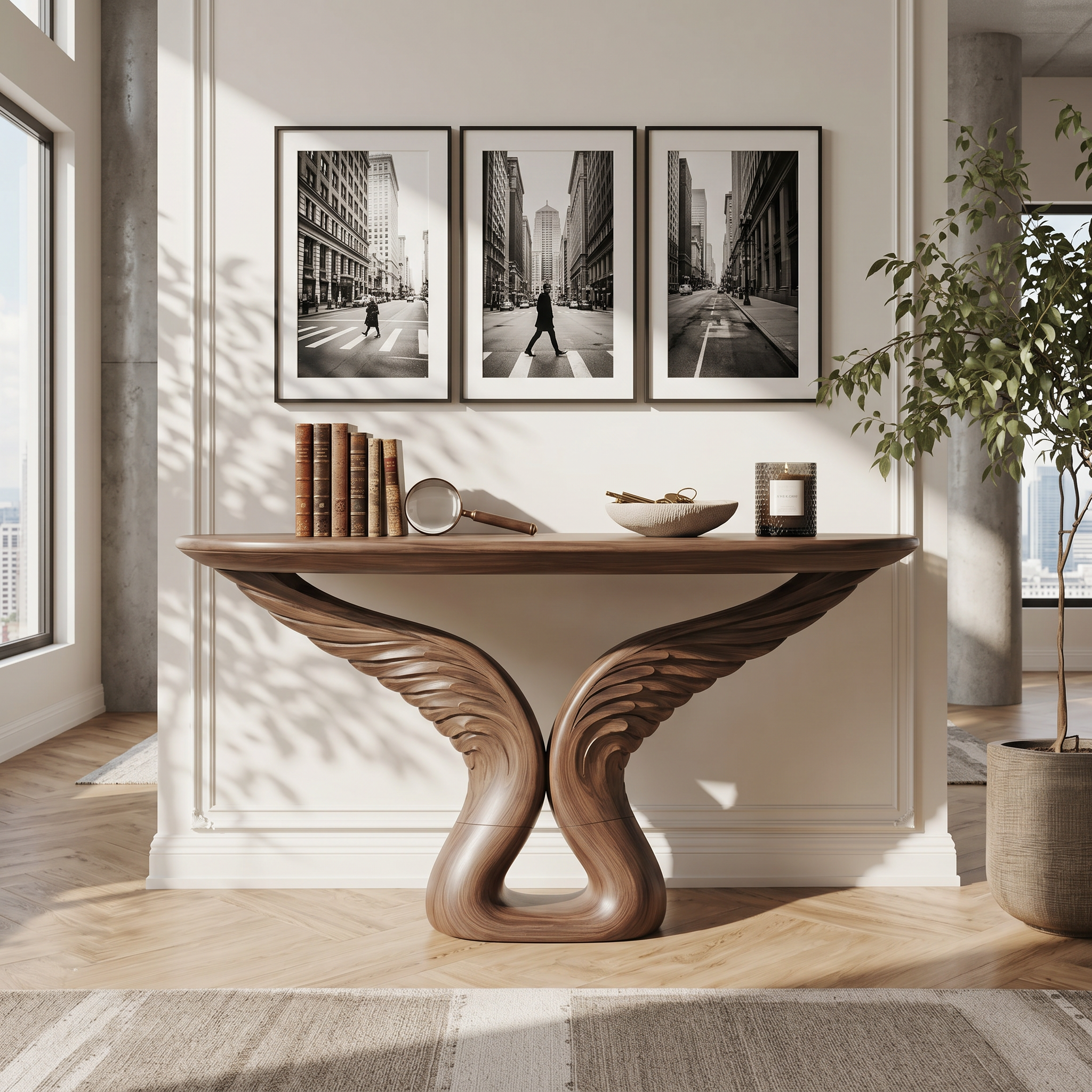 Organic Arch Base Console Table Contemporary Hallway SILDTTRCS082