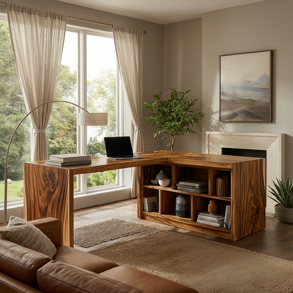 Modern Wooden Desk With Shelves For Home Office RTTHTTDE071