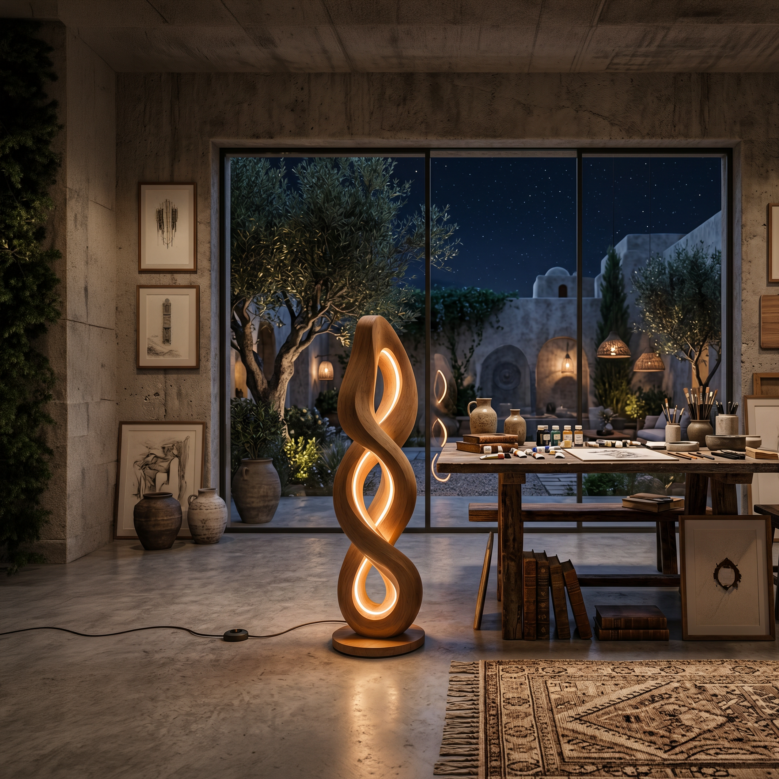Organic Helix Lamp With Shelf For Interior SILDTTNLAM025