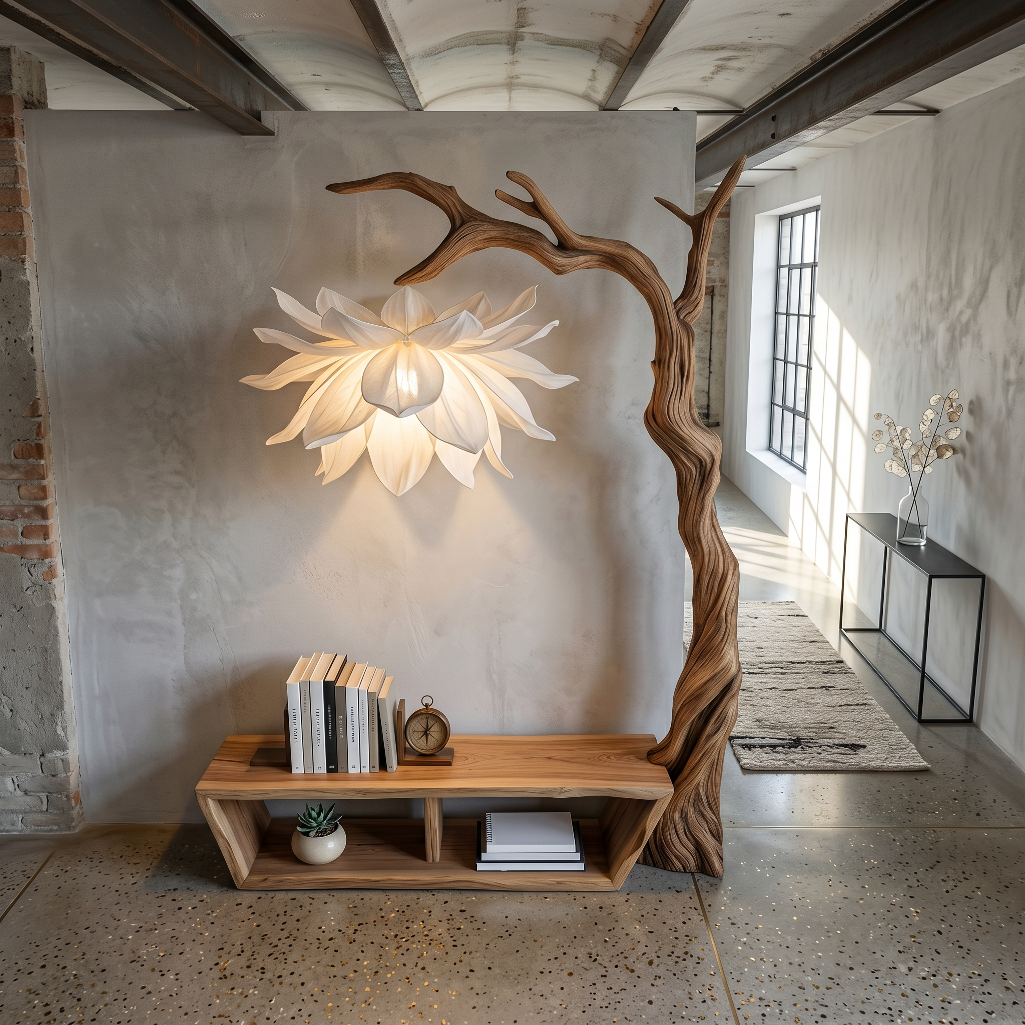 Rustic Organic Tree Bench Bookshelf Living Room Or Entryway SINLSATB516