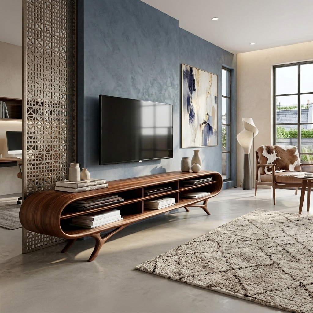 Contemporary Wooden TV Cabinet For Elegant Interior RTTHHNTVC095