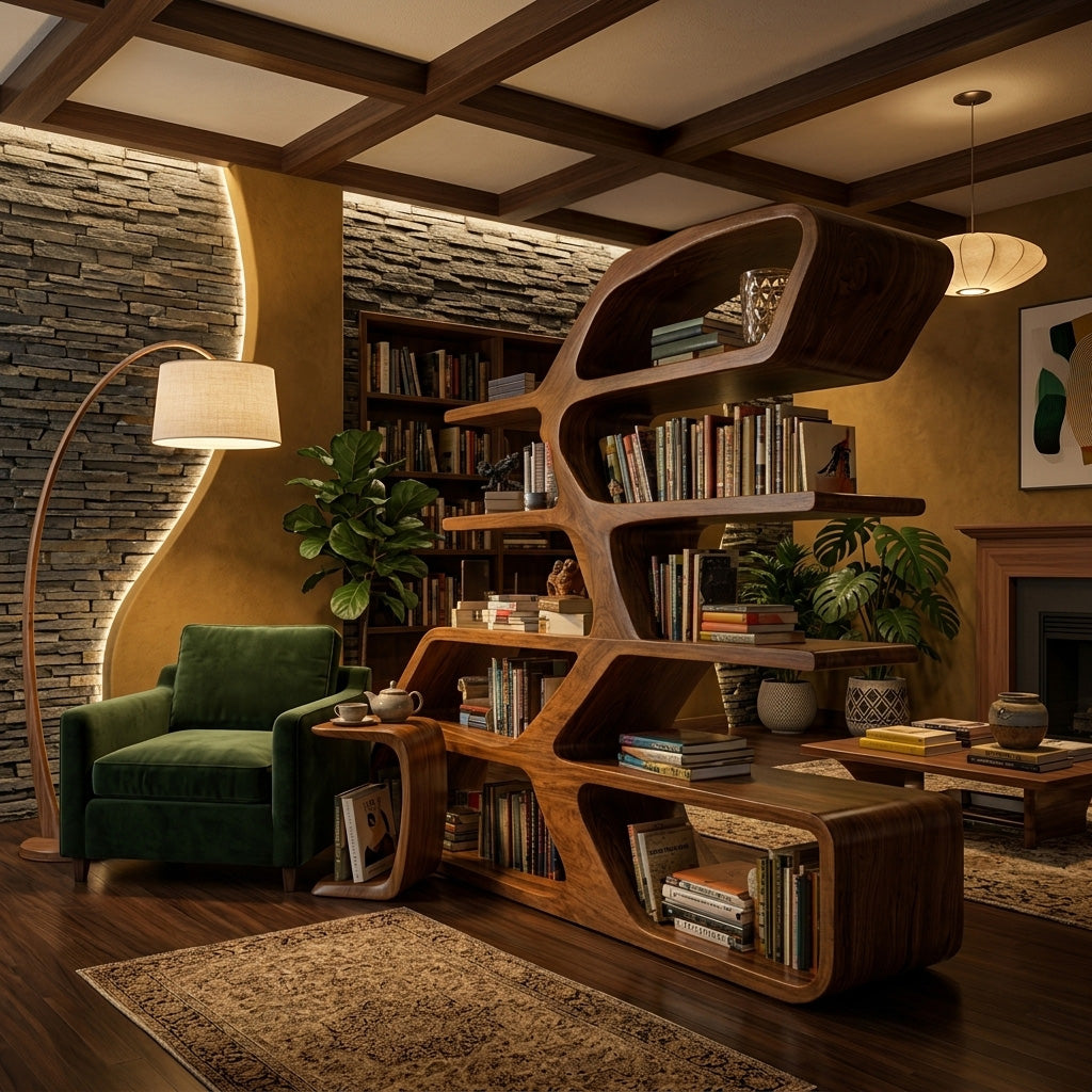 Modern Sculptural Bookshelf For Living Room Decor RTTHHNBS155