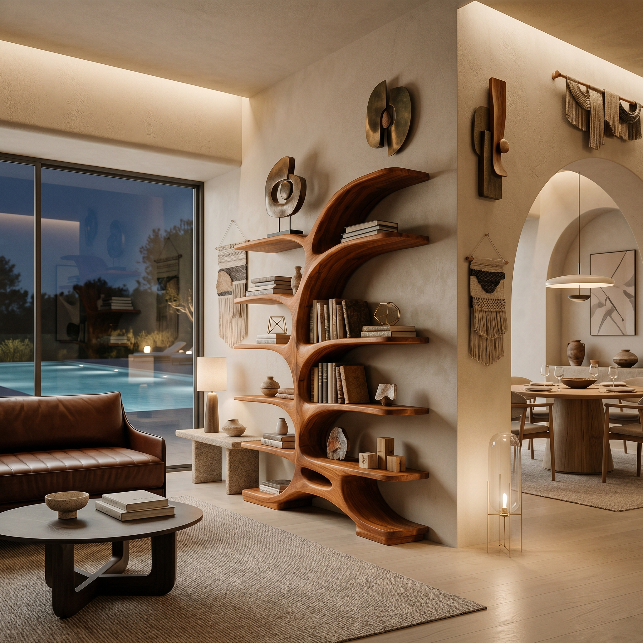 Contemporary Sculptural Curved Bookshelf For Living Room Interior RTTHTTBS048