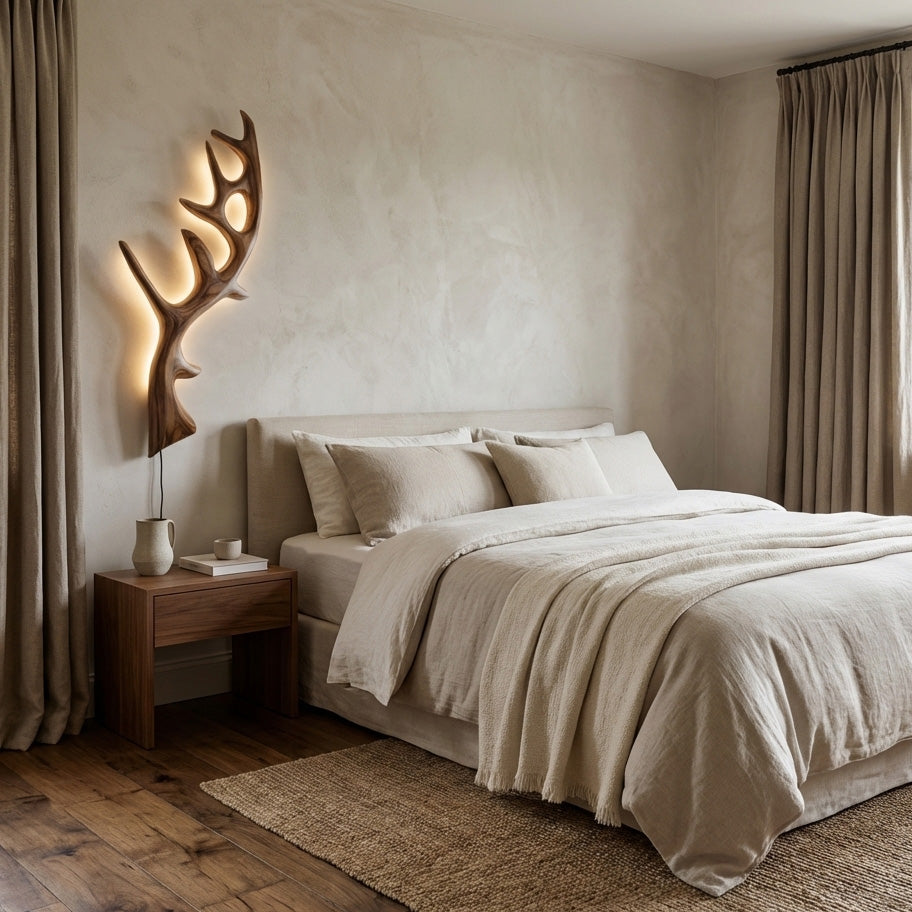 Minimalist Natural Wood Tree Wall Lamp For Bedroom Decor RTTHHNLAM083