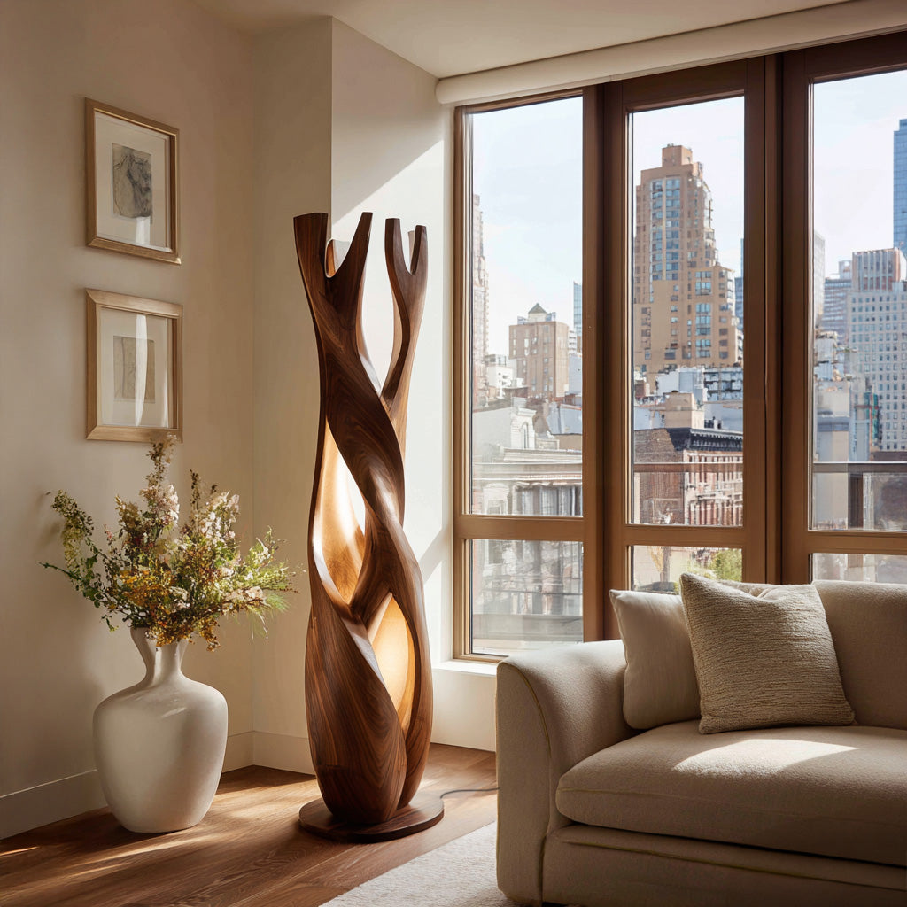 Statement Wooden Sculpture Lamp For Luxury Home RTTHHNLAM085