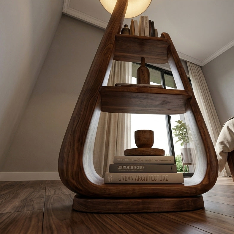 Mid Century Floor Lamp With Unique Integrated Shelving For Interior RTTHHNLAM074