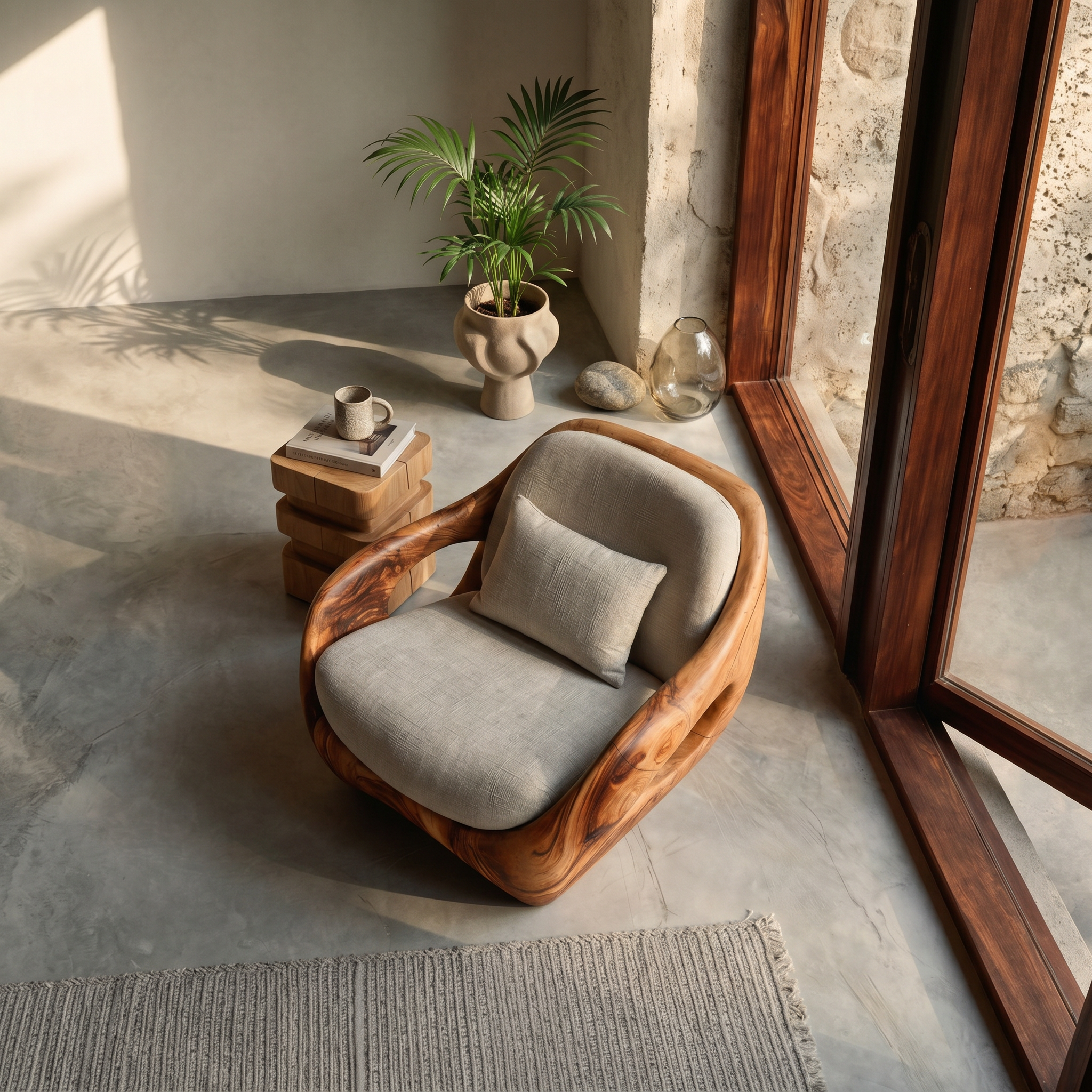 Artistic Organic Lounge Seating Open Carved Frame For Living Room RTTHTTACC012