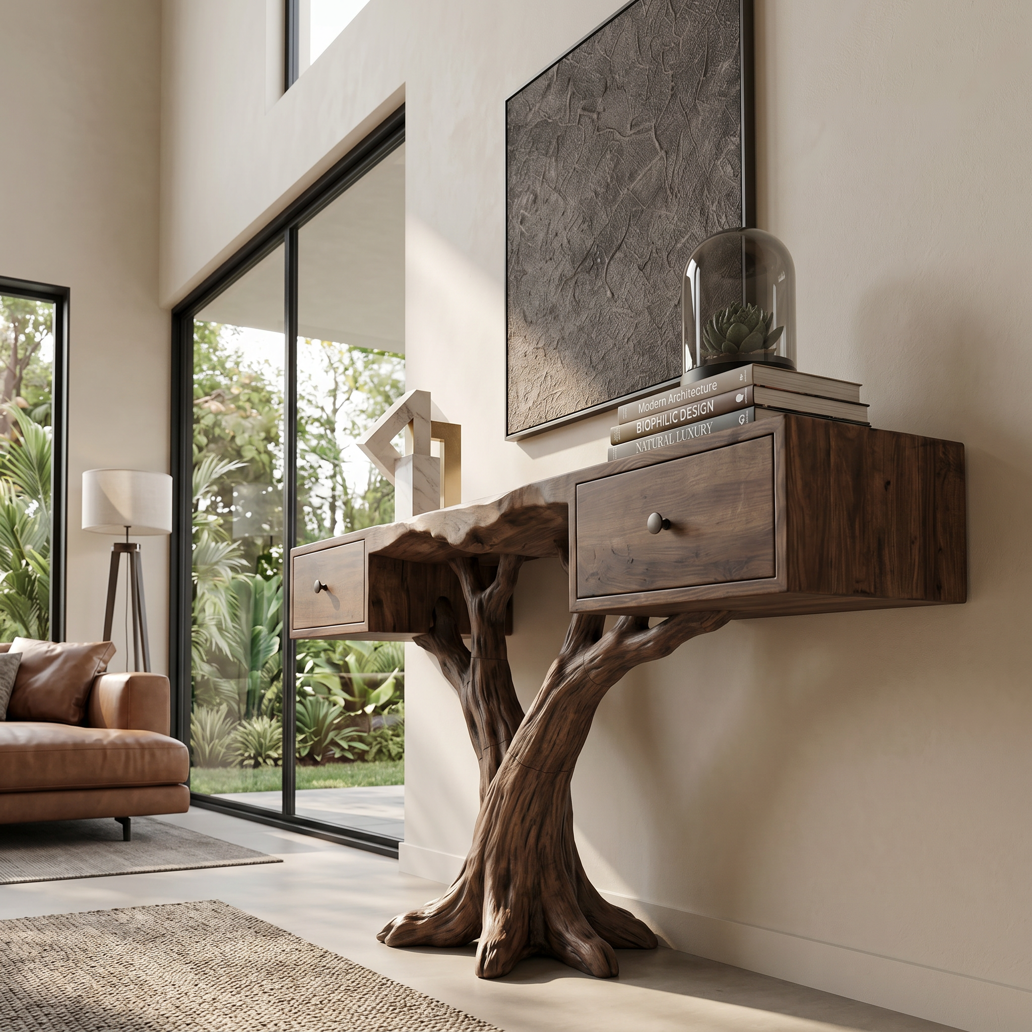 Organic Live Edge Console Table Contemporary Hallway SILDTTRCS091