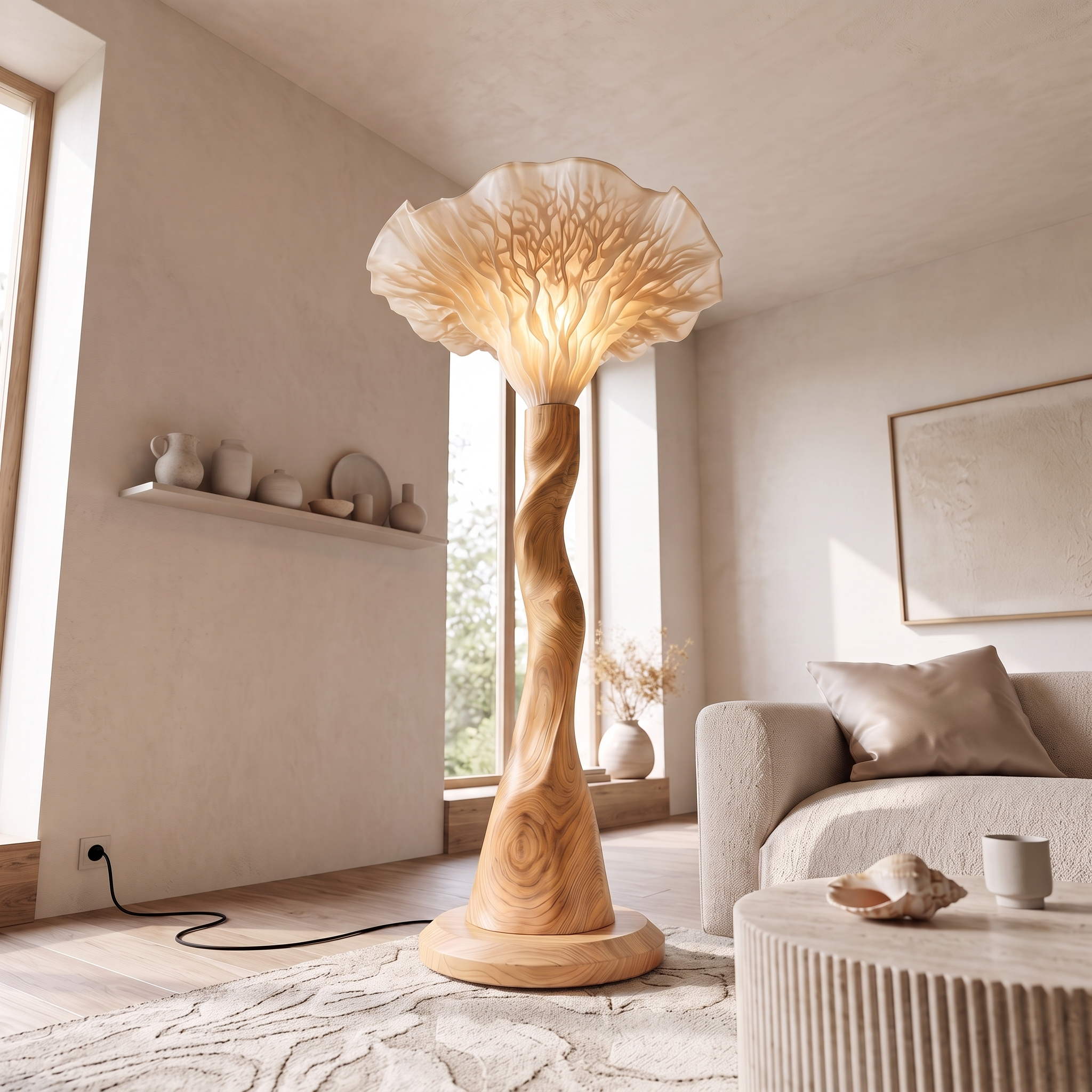 Modern Floor Lamp Organic Mushroom Design Living Room SINLSAFLP136