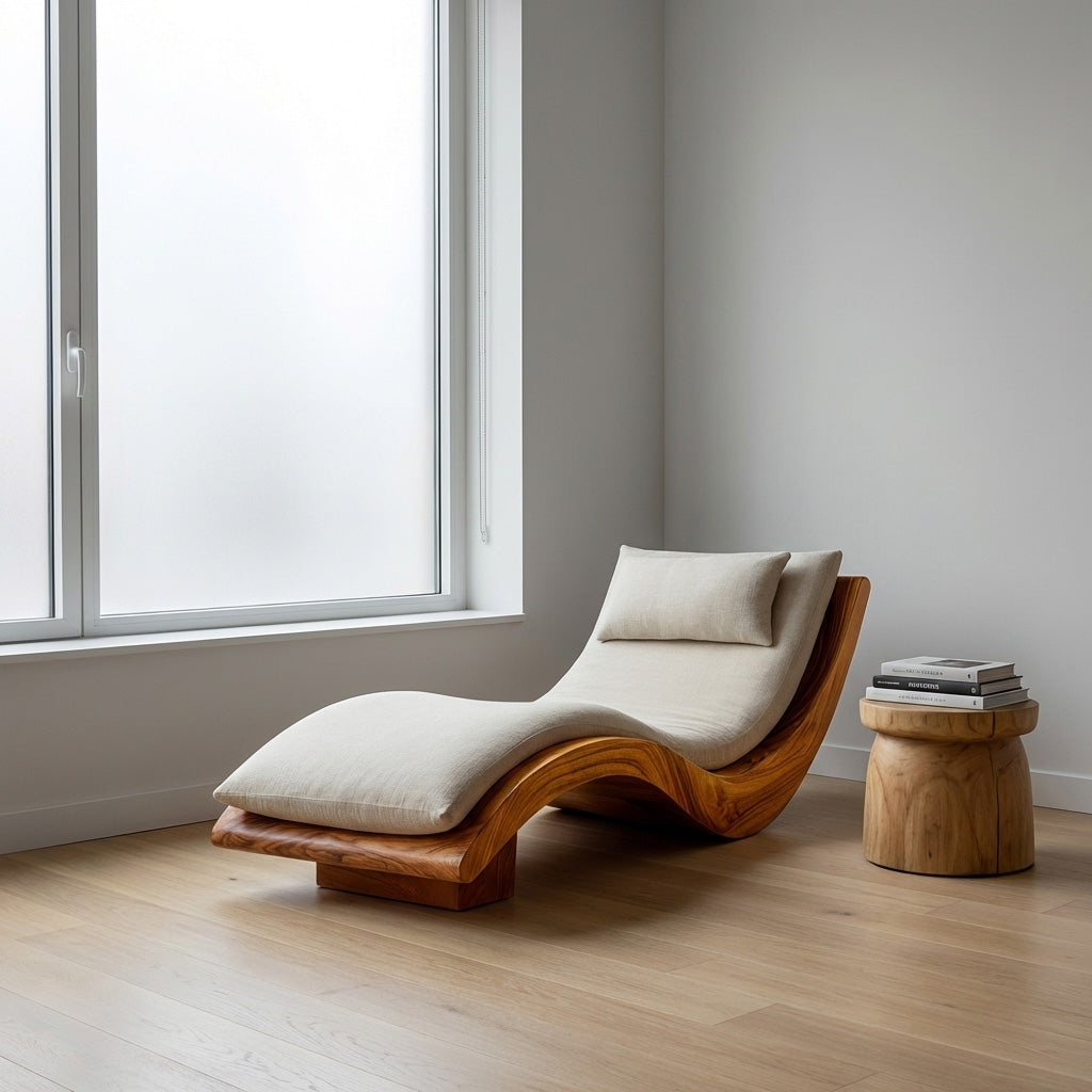 Minimalist Natural Wood Lounge Chair For Bedroom Decor RTTHHNSFA032