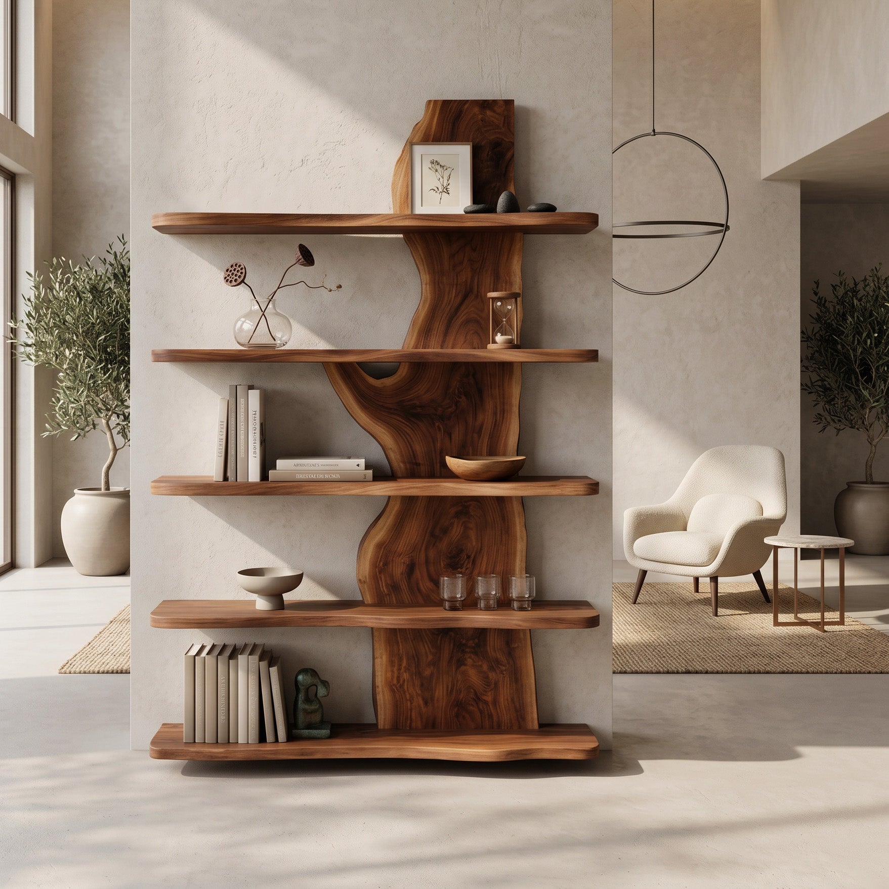 Handcrafted Natural Wood Standing Shelf For Home Storage RTTHHNSS019