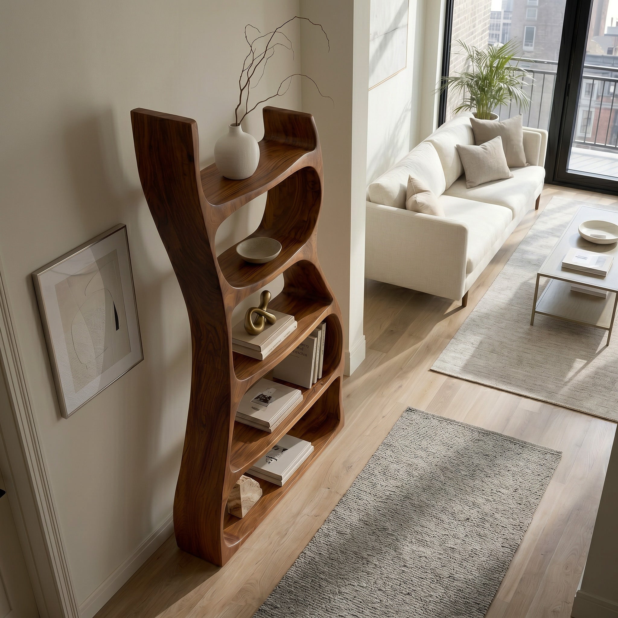 Elegant Natural Wood Standing Shelf For Entryway Display Decor RTTHHNSS030