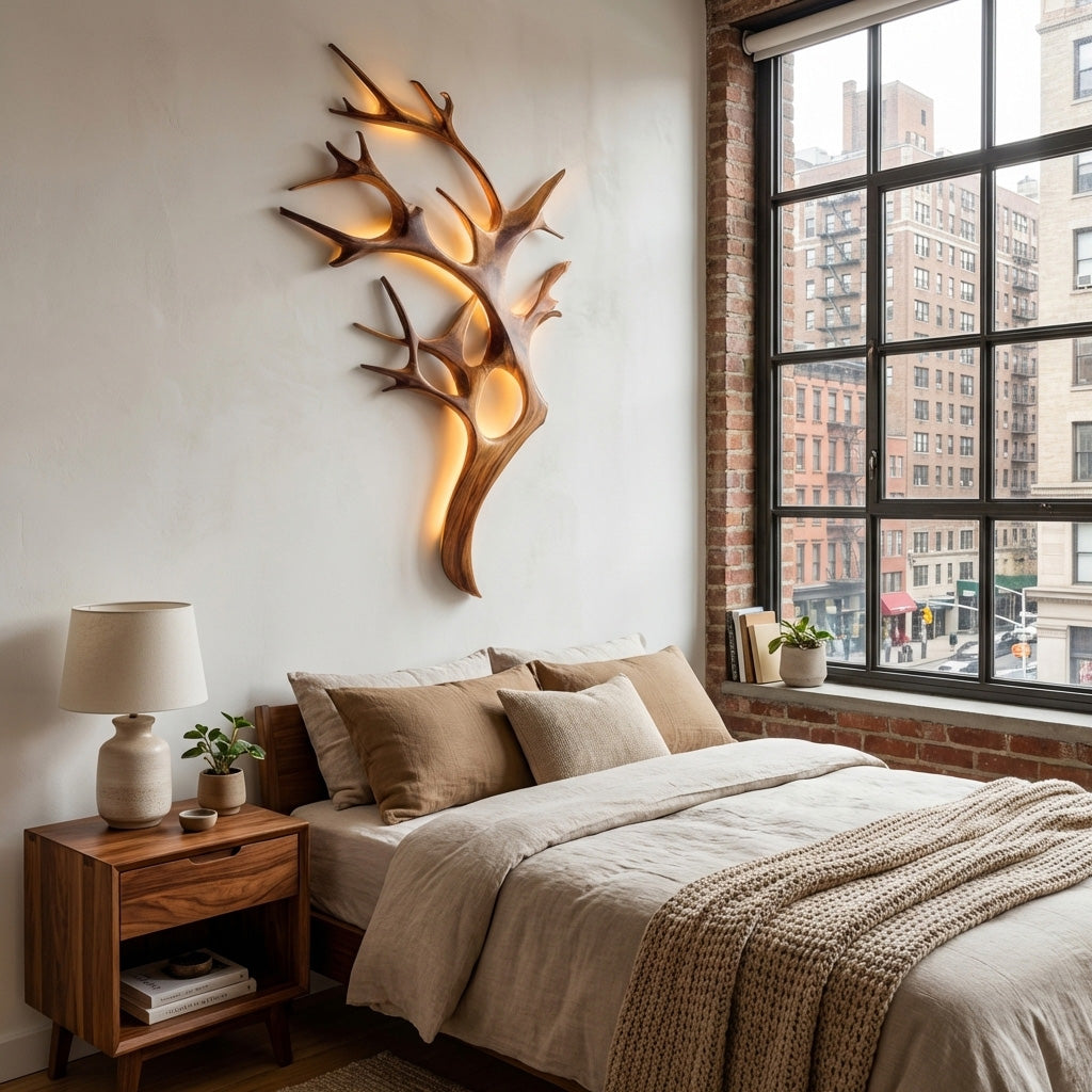 Contemporary Wooden Tree Wall Light For Bedroom RTTHHNLAM063