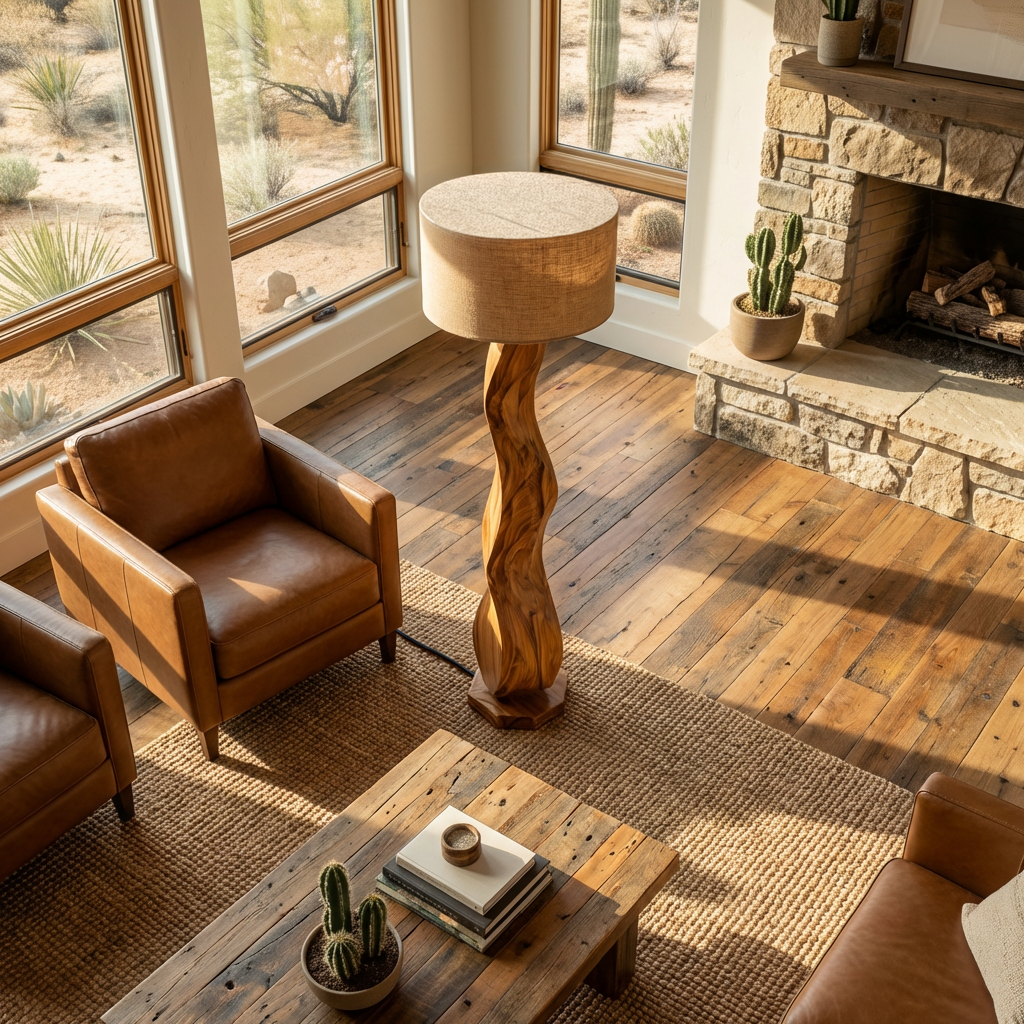 Modern Wood Floor Lamp Sculptural Design For Living Room RTTHTTLAM034