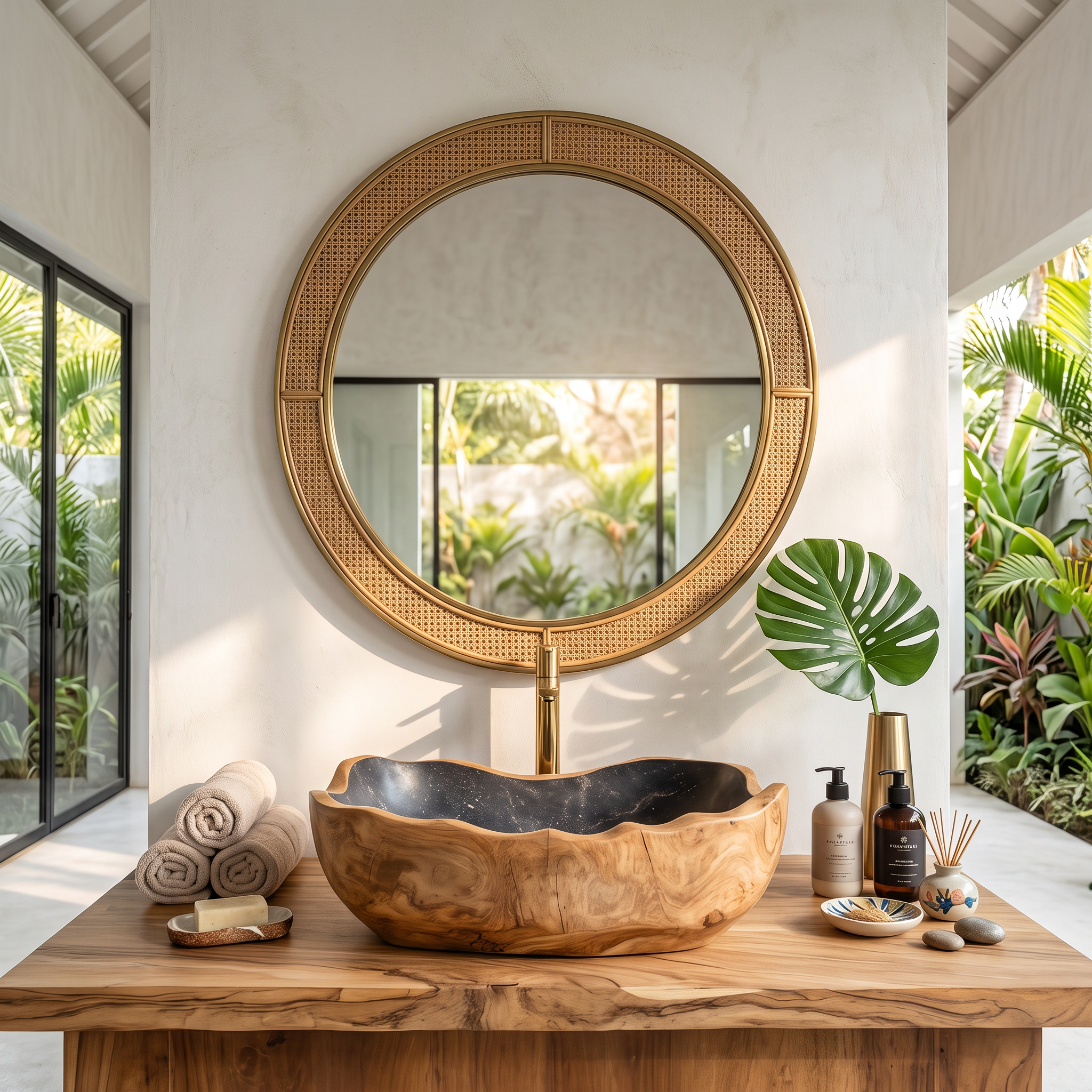 Solid Wood Sink Mid Century Look For Bathroom Interior SILDTTRVS012