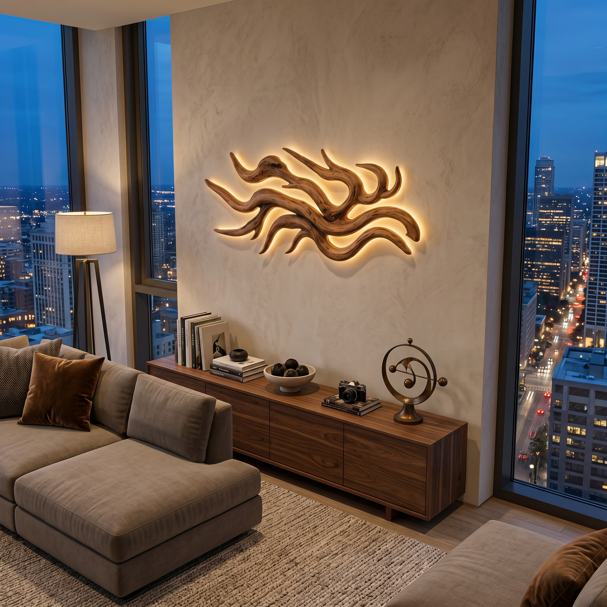 Artistic Wood Wall Light Flowing Root Design For Bedroom Decor RTTHTTLAM060