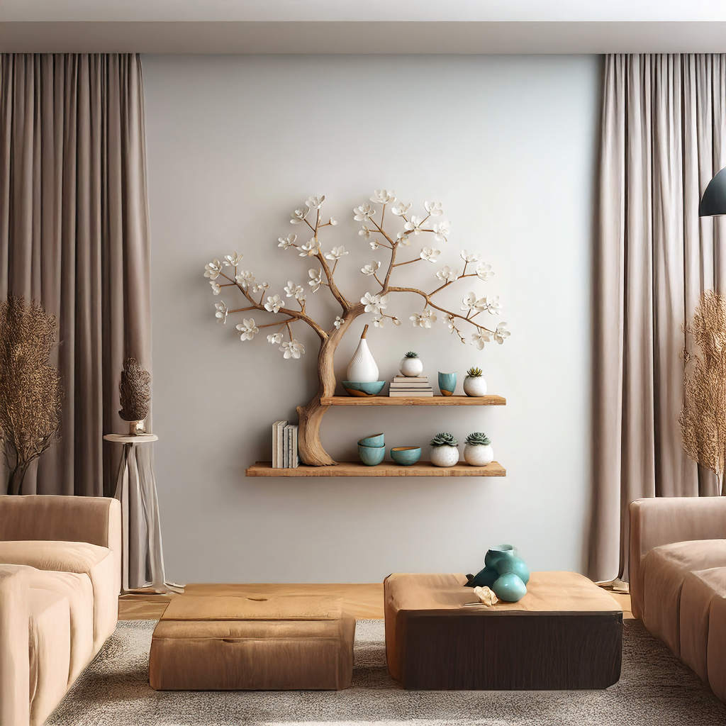 Rustic Tree Display Shelf Bedroom And Hallway SINLSATBS025