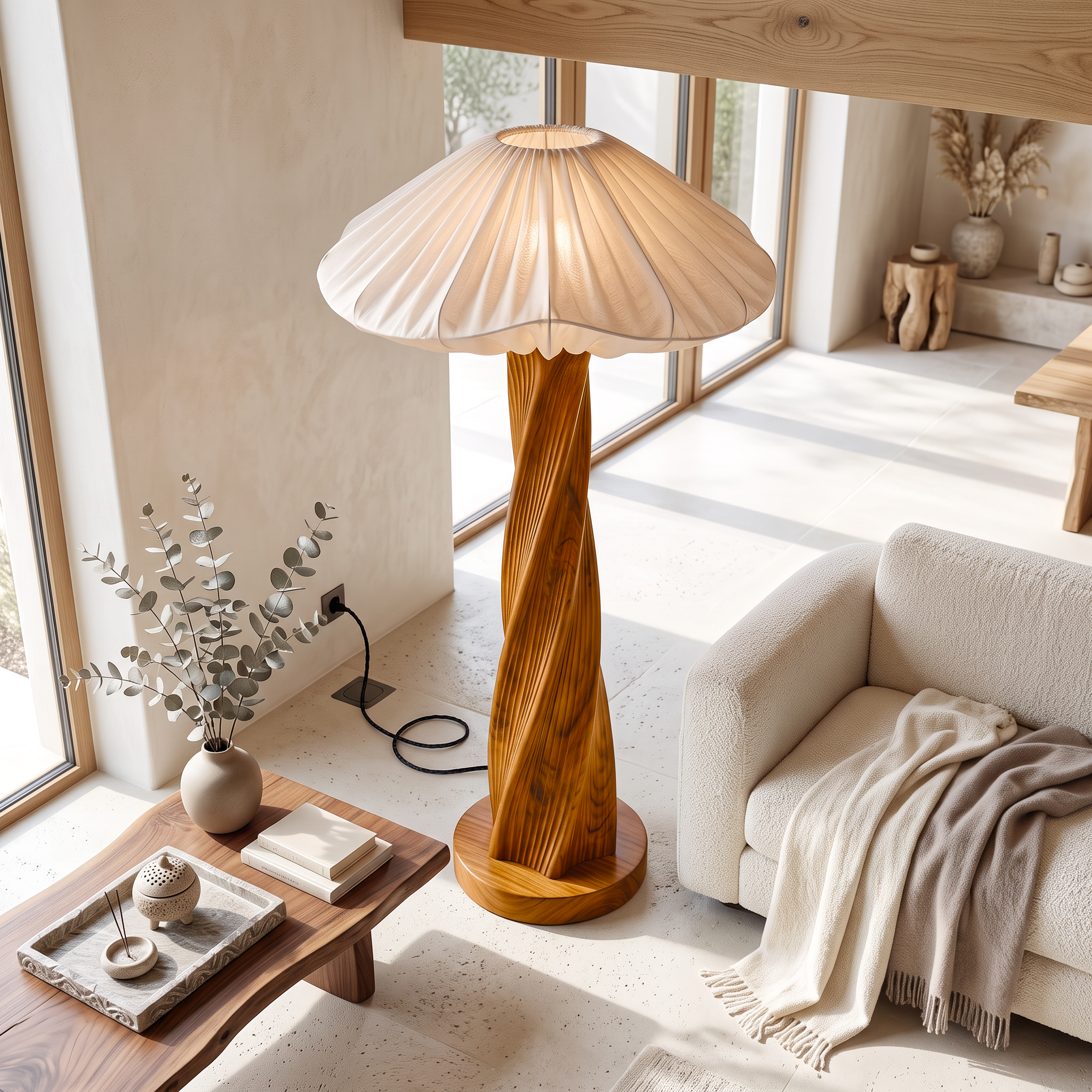 Rustic Mushroom Floor Lamp Twisted Tree Trunk Living Room SINLSAFLP135