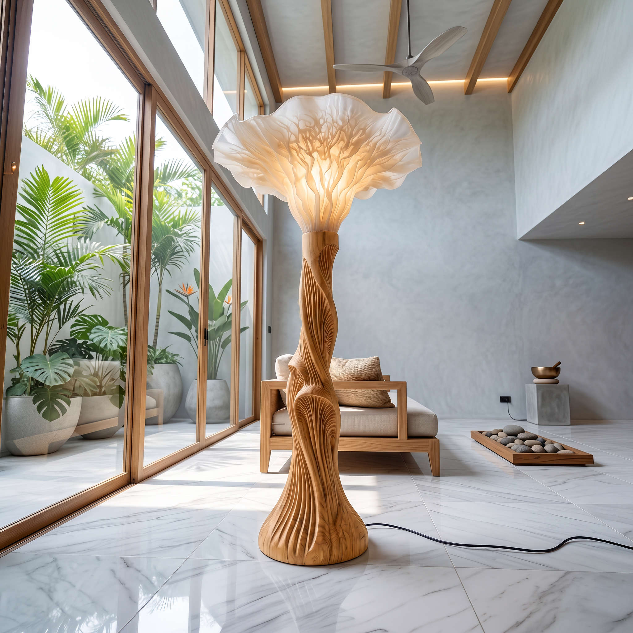Boho Floor Lamp Blooming Mushroom Shade Reading Nook SINLSAFLP138