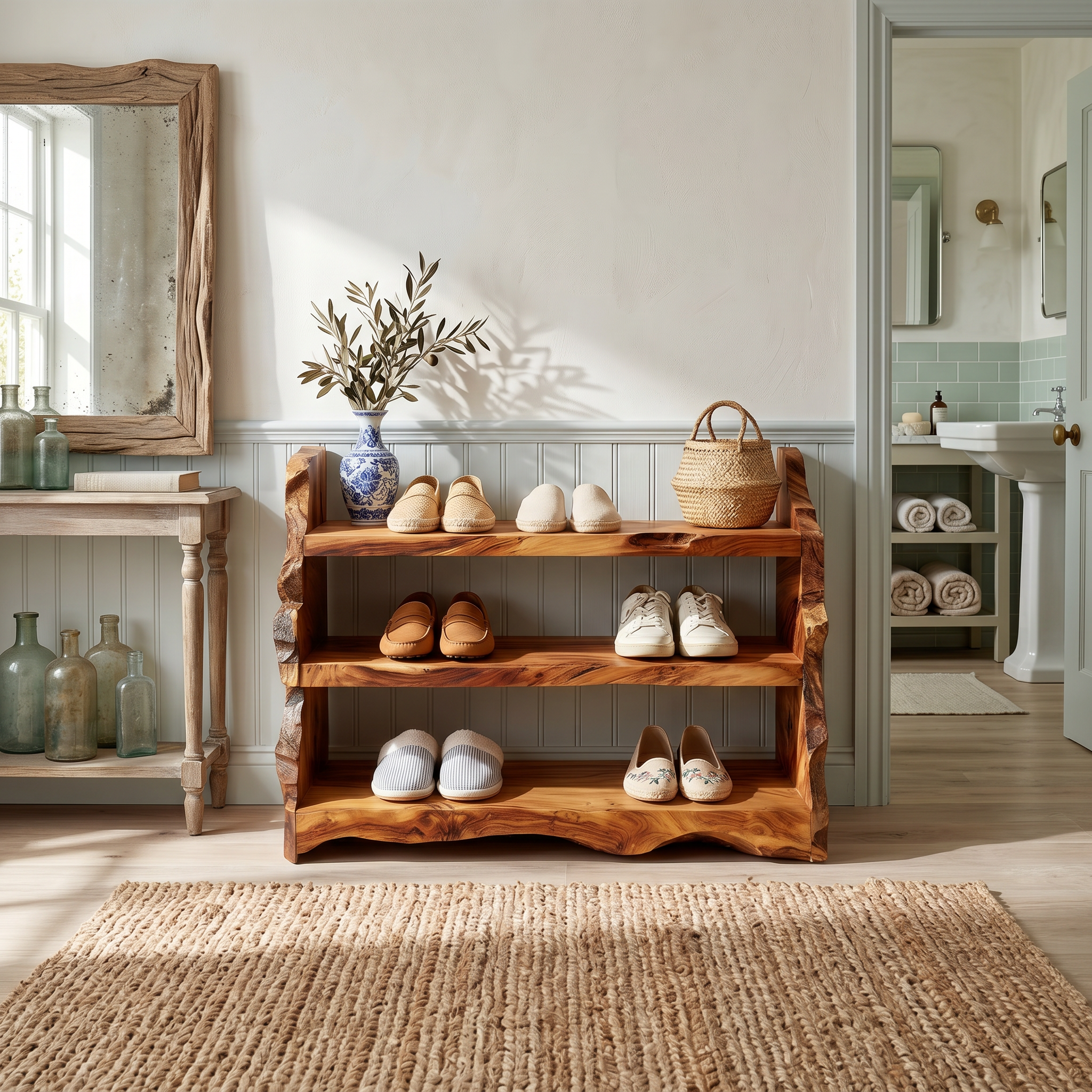 Rustic Vertical Shoe Rack For Cabin Entryway Storage Section SILDTTRSHB022