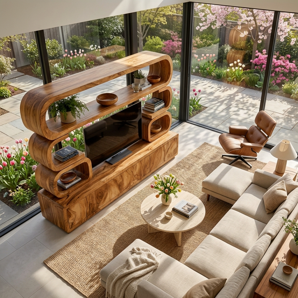 Contemporary Wooden TV Cabinet For Home Living Space RTTHTTTVC080