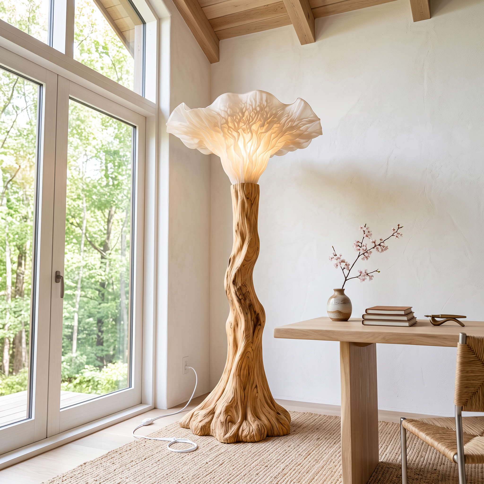 Japandi Floor Lamp Carved Mushroom Base Living Room SINLSAFLP140