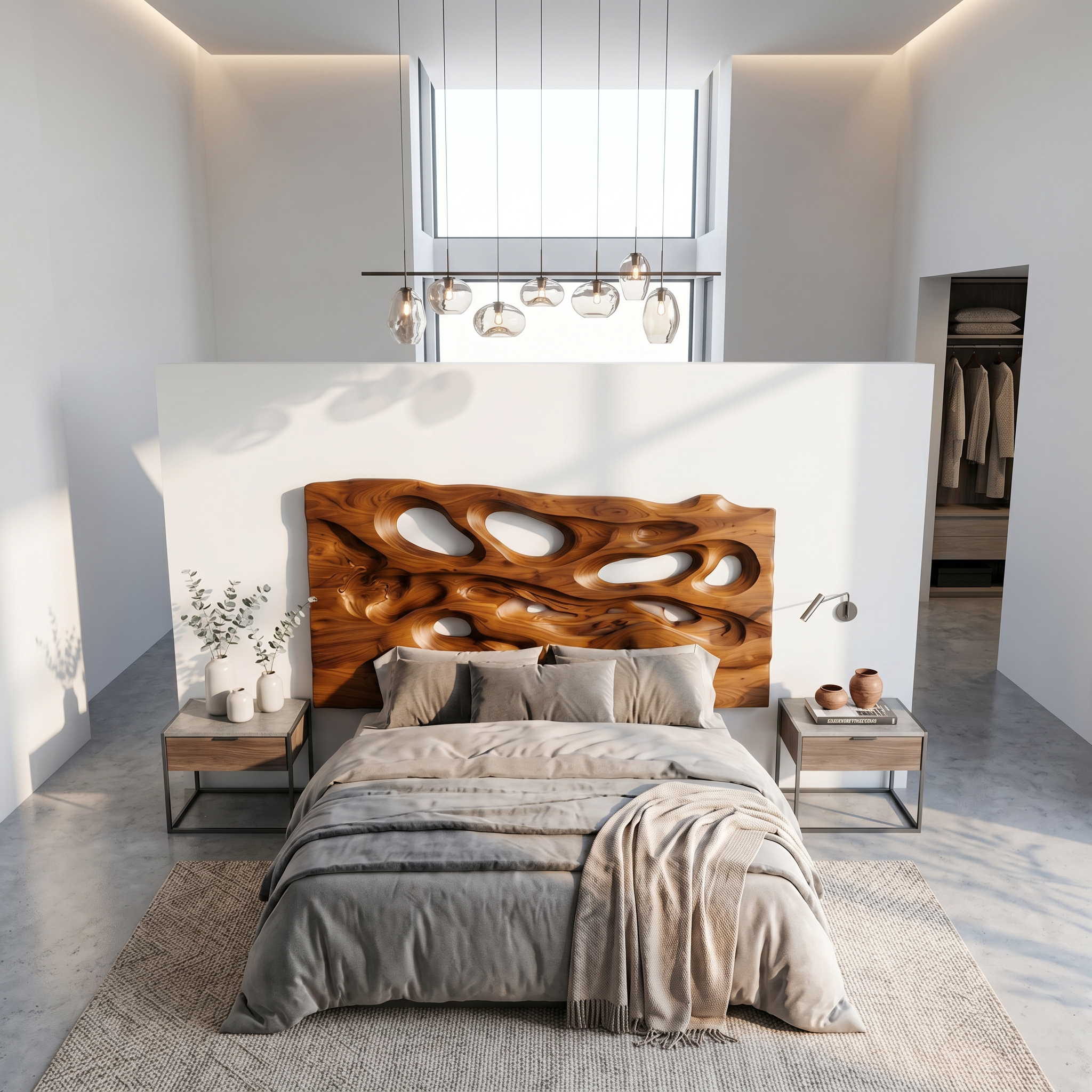Contemporary Cutout Headboard Wooden Bed Headboard For Bedroom SINLSAHB052