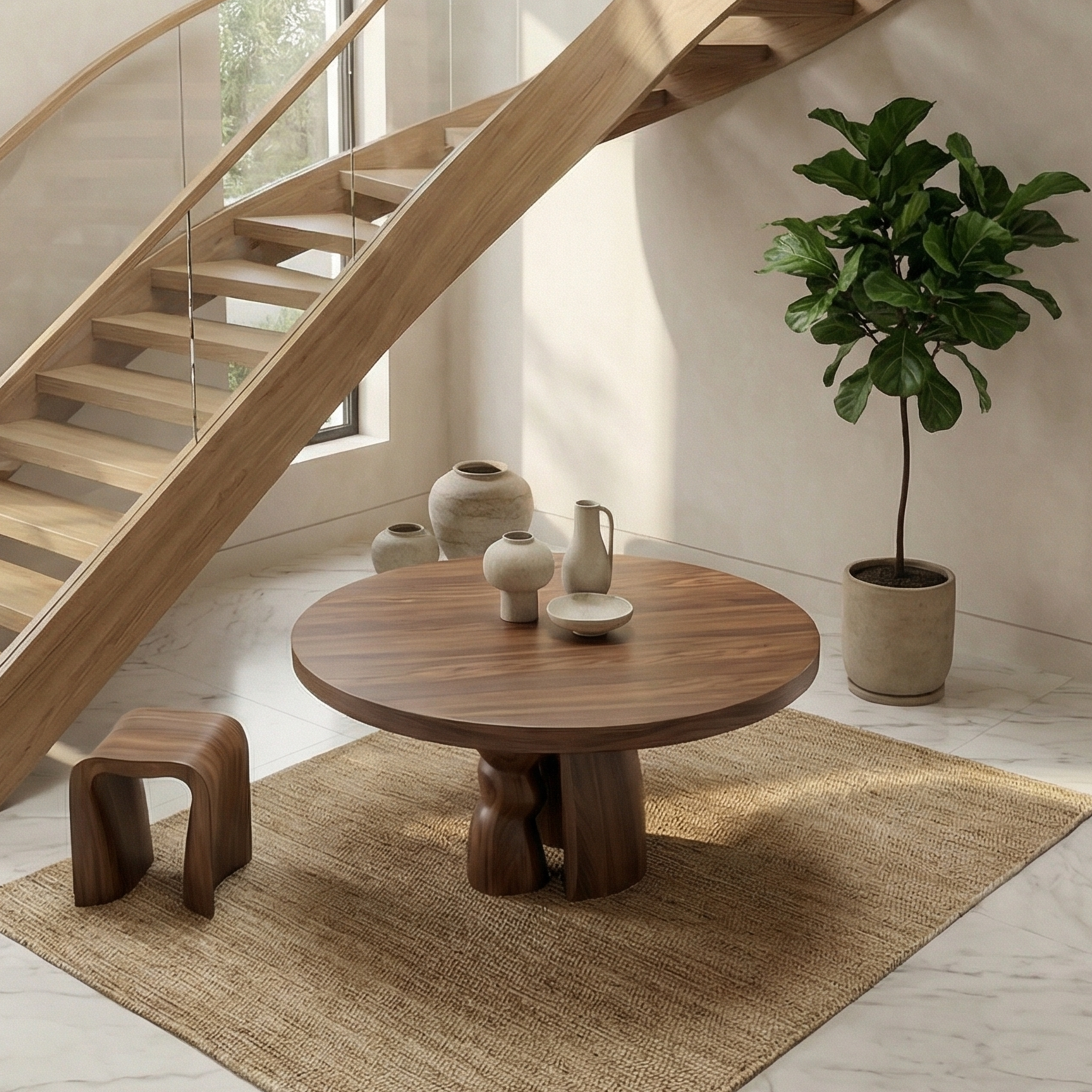 Rustic Round Entryway Table For Entryway And Hallway SINLSAFT018
