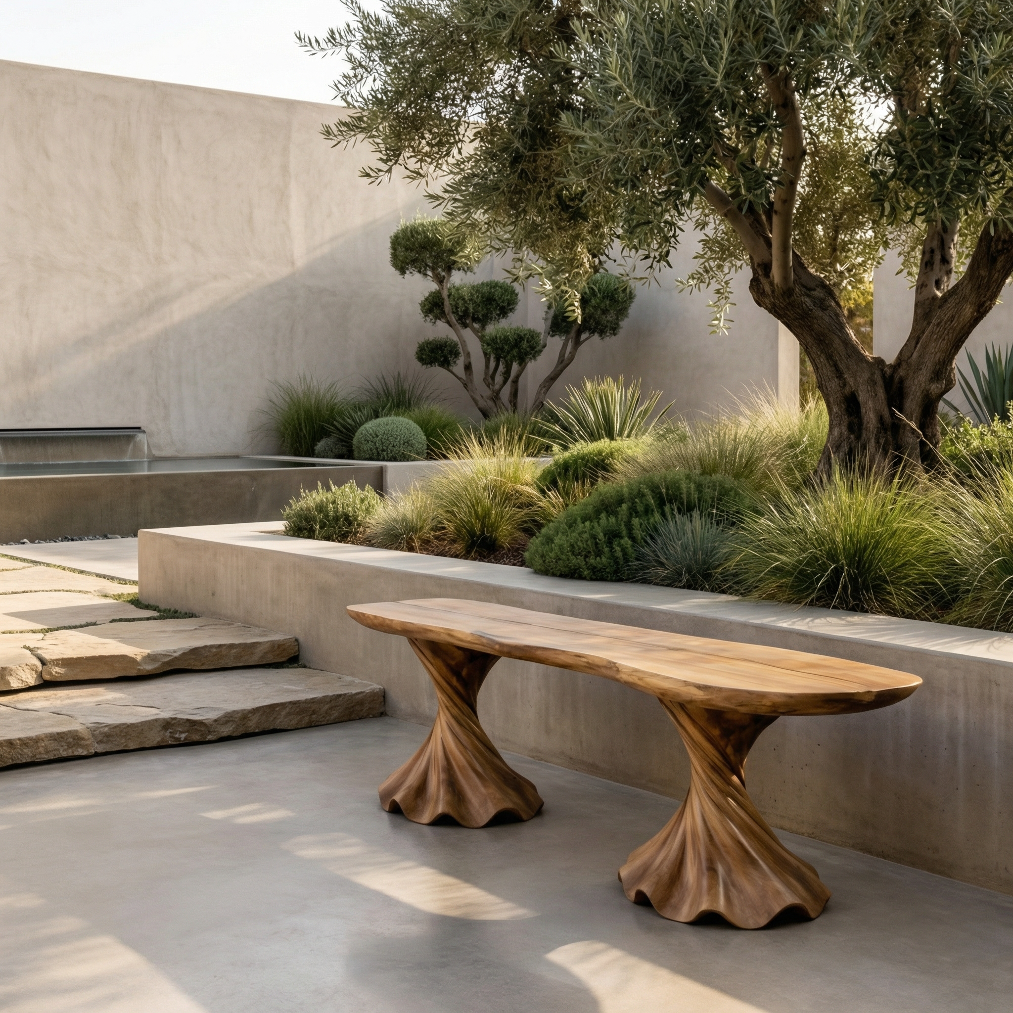 Rustic Bench Solid Wood Twisted Pedestal Base Entryway SINLHARS094