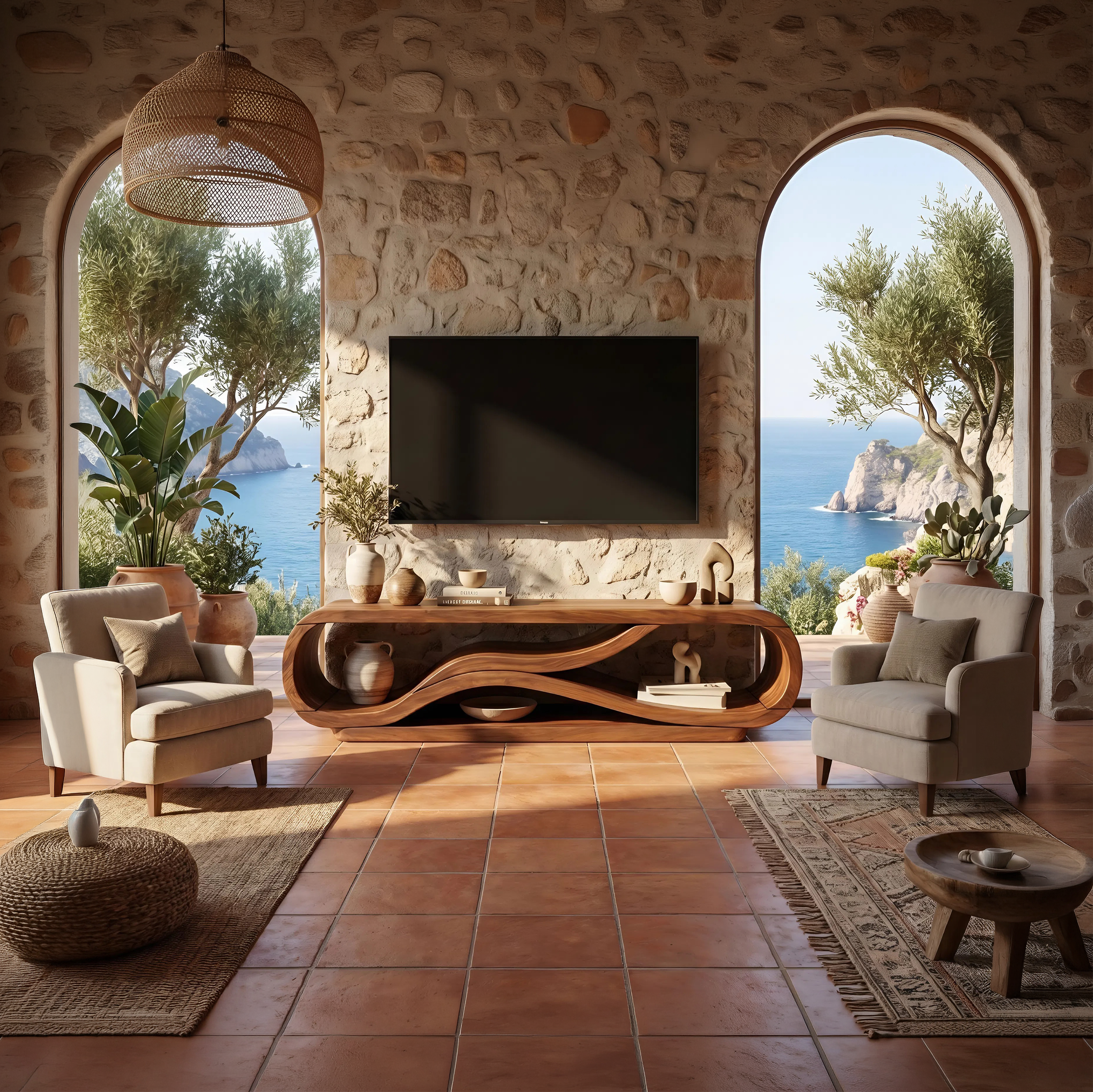Modern Curved TV Cabinet For Home Interior SILDTTNTVC121
