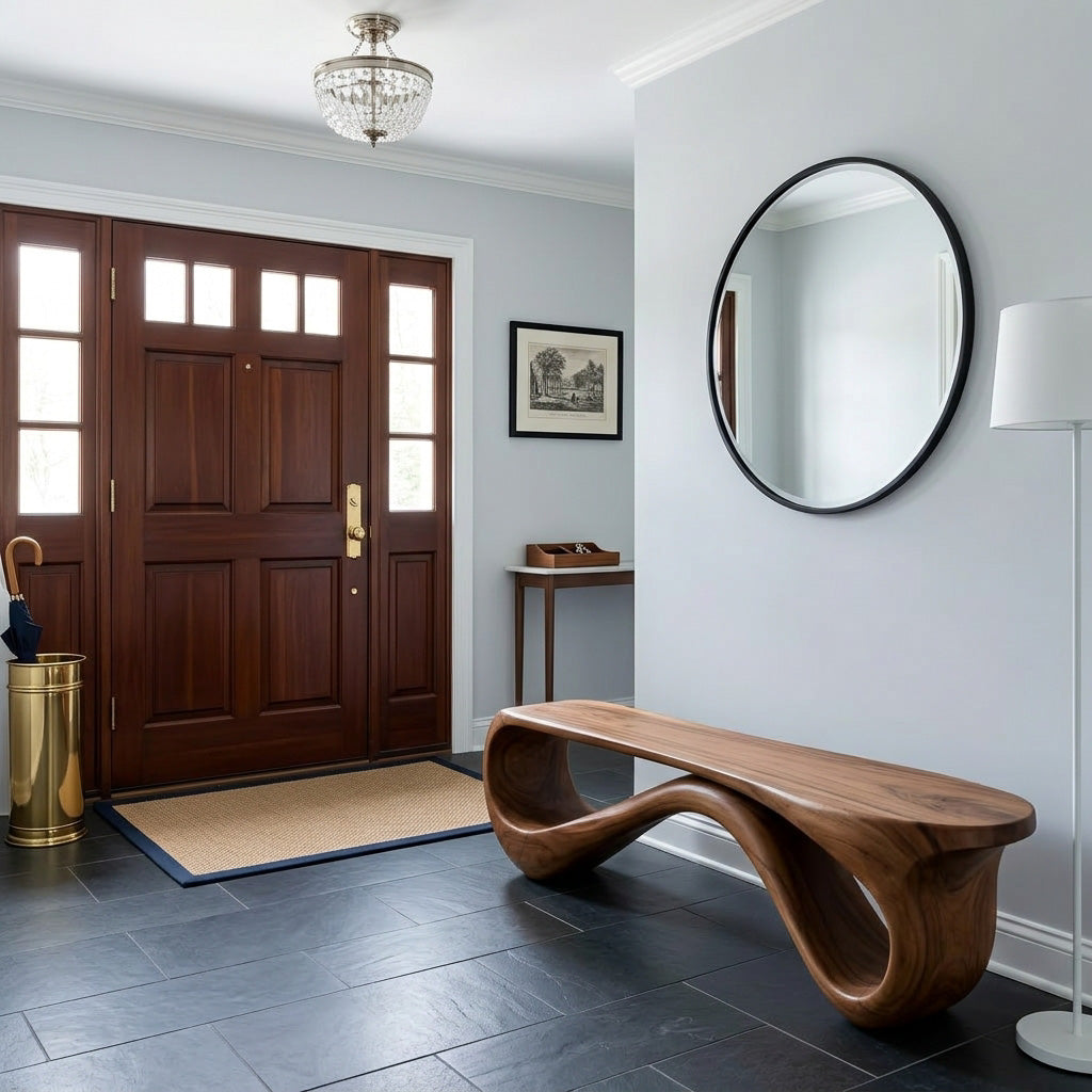 Contemporary Natural Wood Bench For Home Entry Decor RTTHHNCHR136