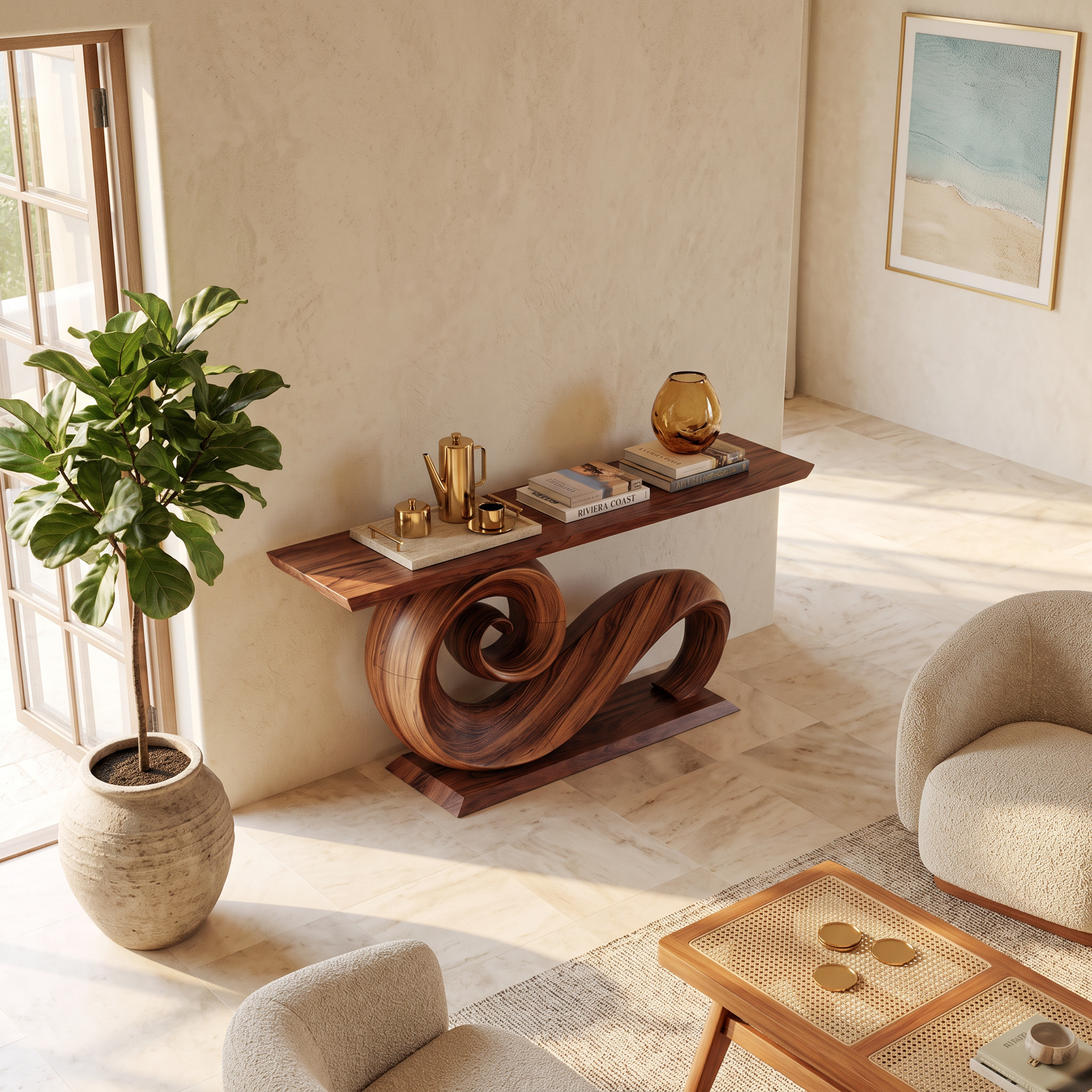 Modern Solid Wood Console Table Organic Live Edge For Entryway Design SILDTTNCS088