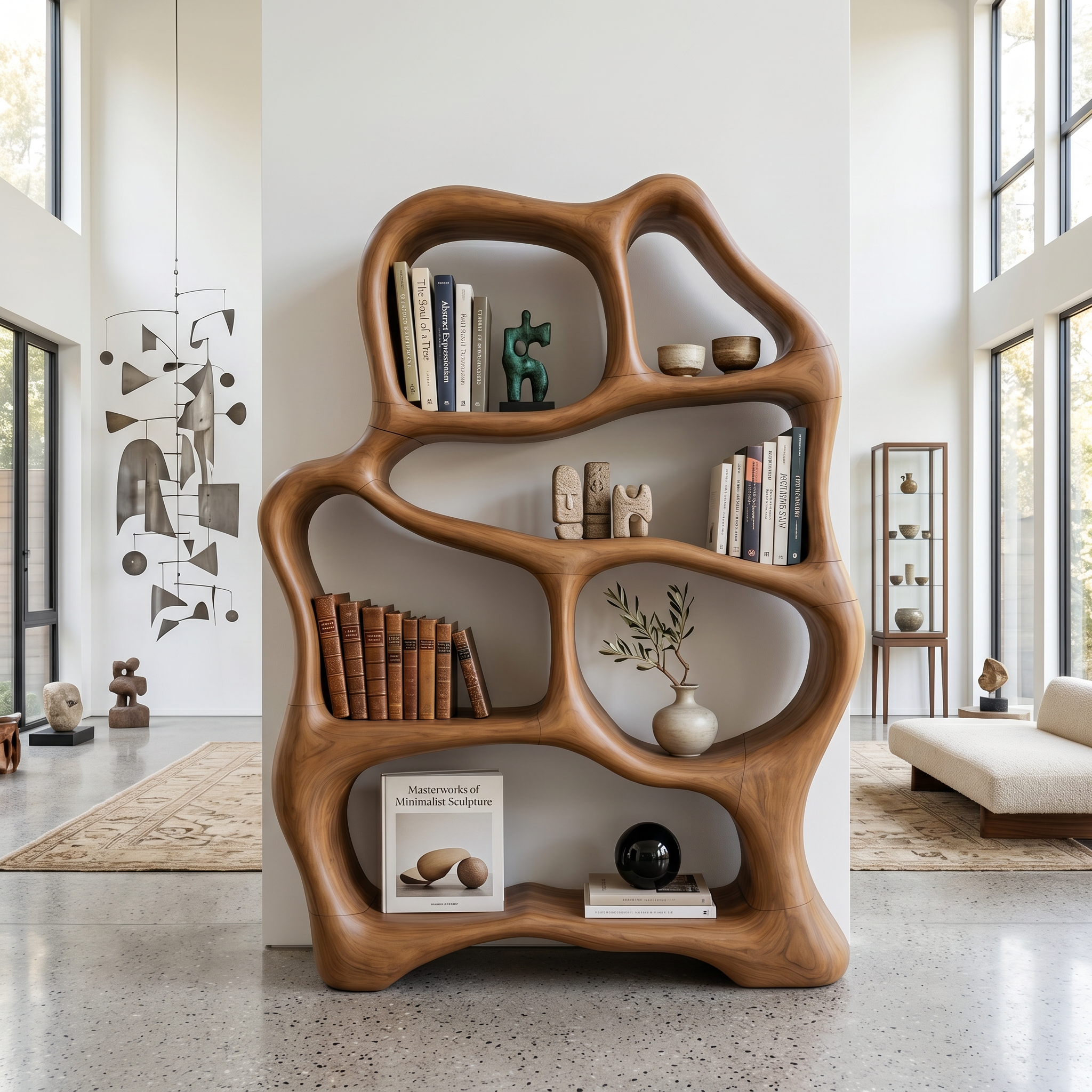 Organic Flow Bookcase For Cozy Reading Corner SILDTTNBS036