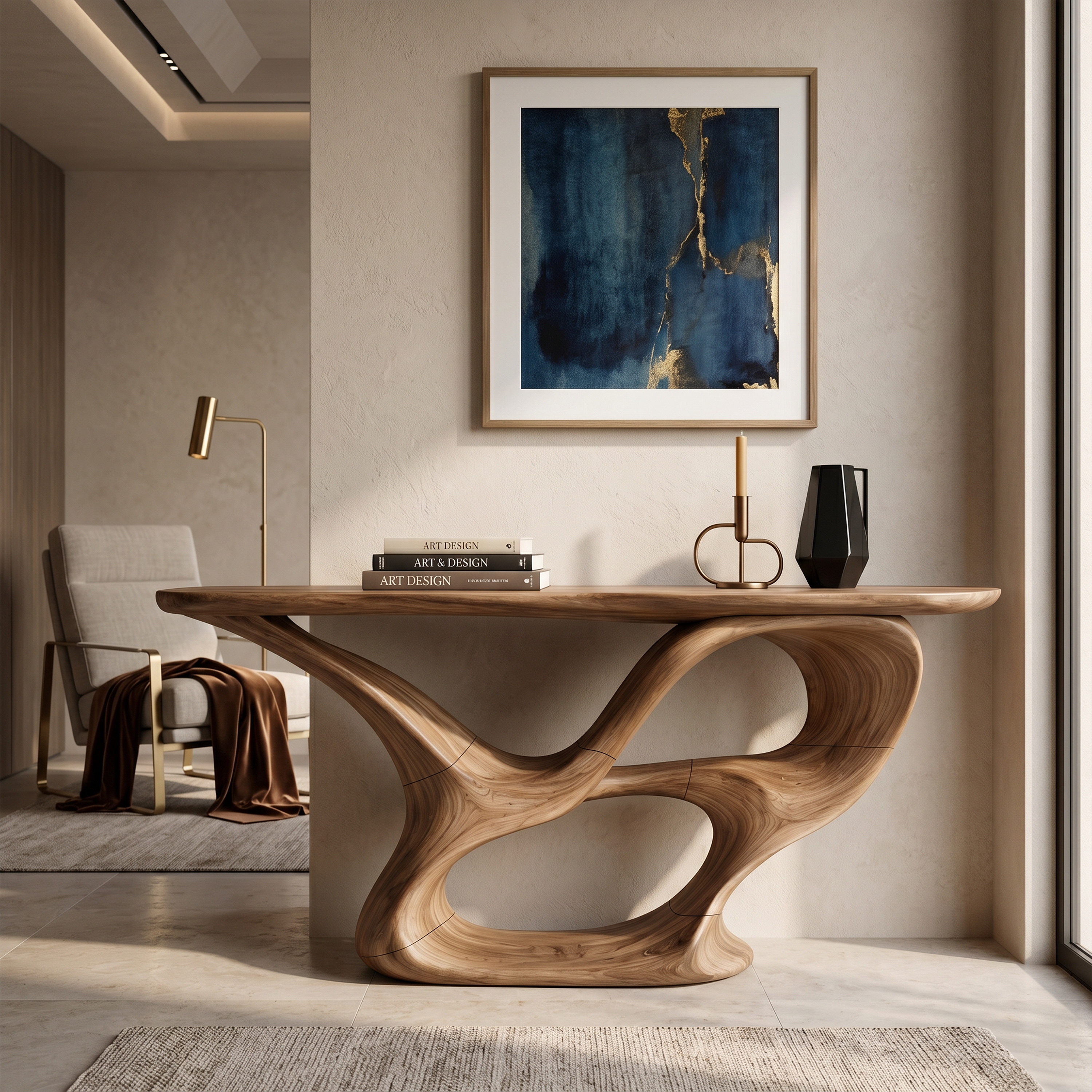 Organic Carved Console Table Contemporary Entryway SILDTTRCS084