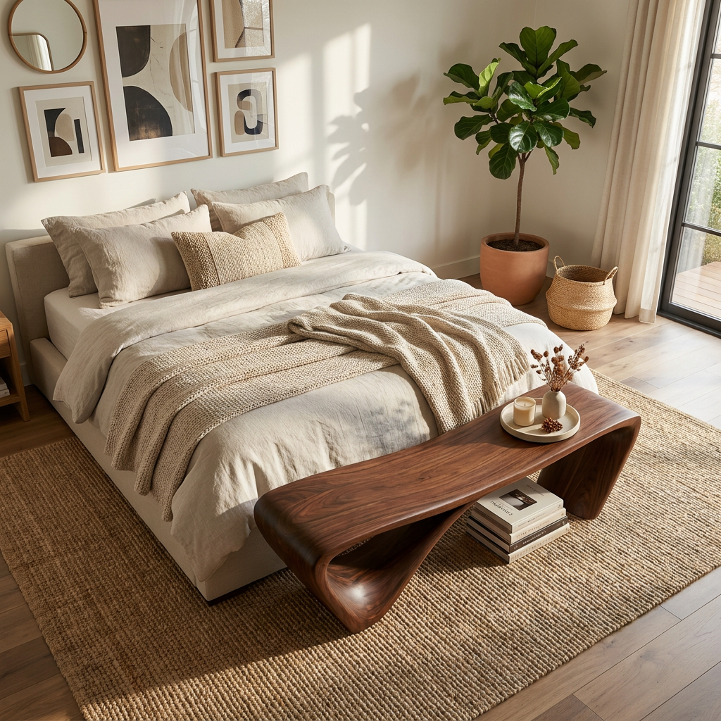 Modern Sculptural Bench For Entryway Or Living Room SITHTTCHR060