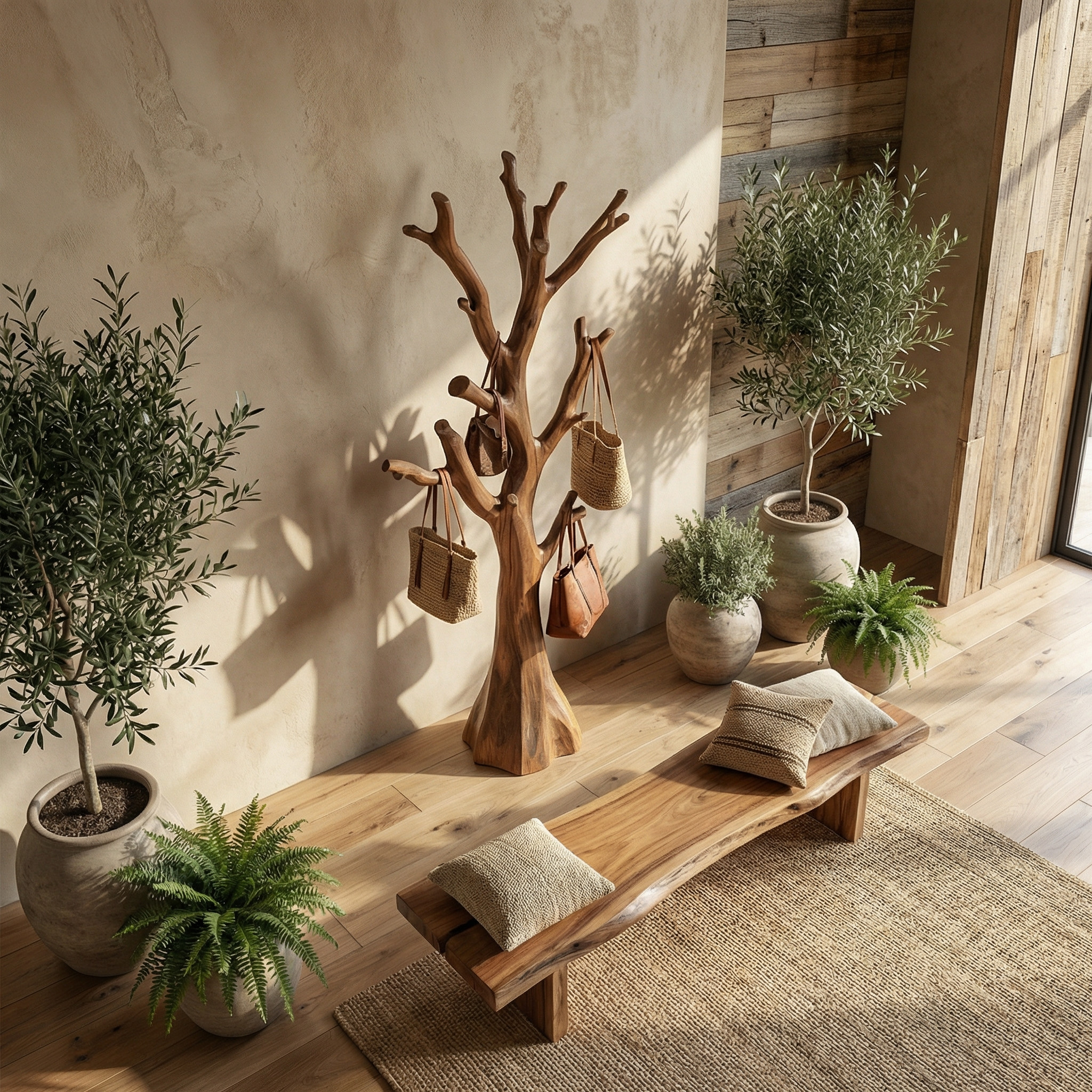 Rustic Tree Form Coat Stand For Hallway And Living Room SINLSATCR100