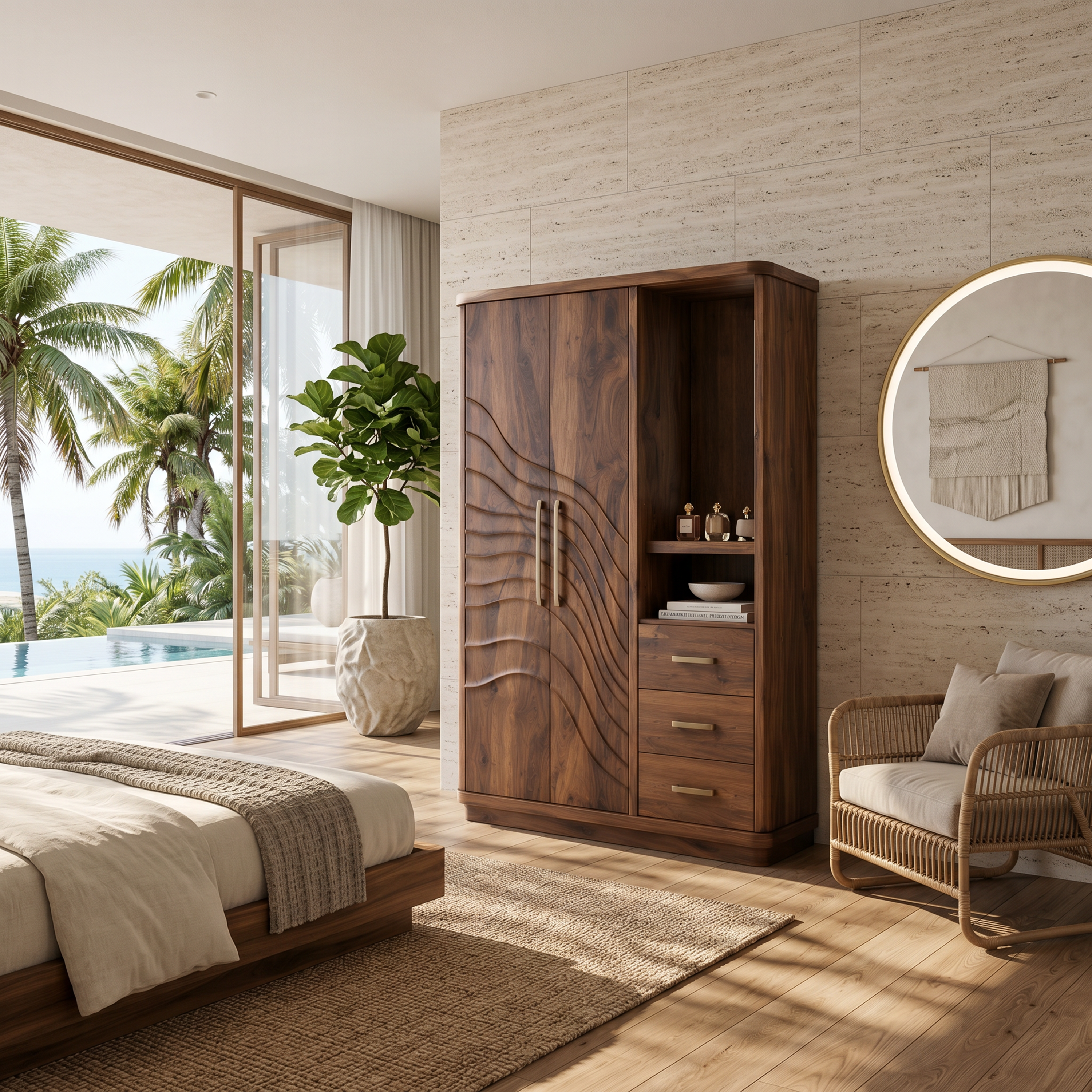 Modern Artistic Form Armoire For Open Lounge Bedroom SILDTTNWDE005