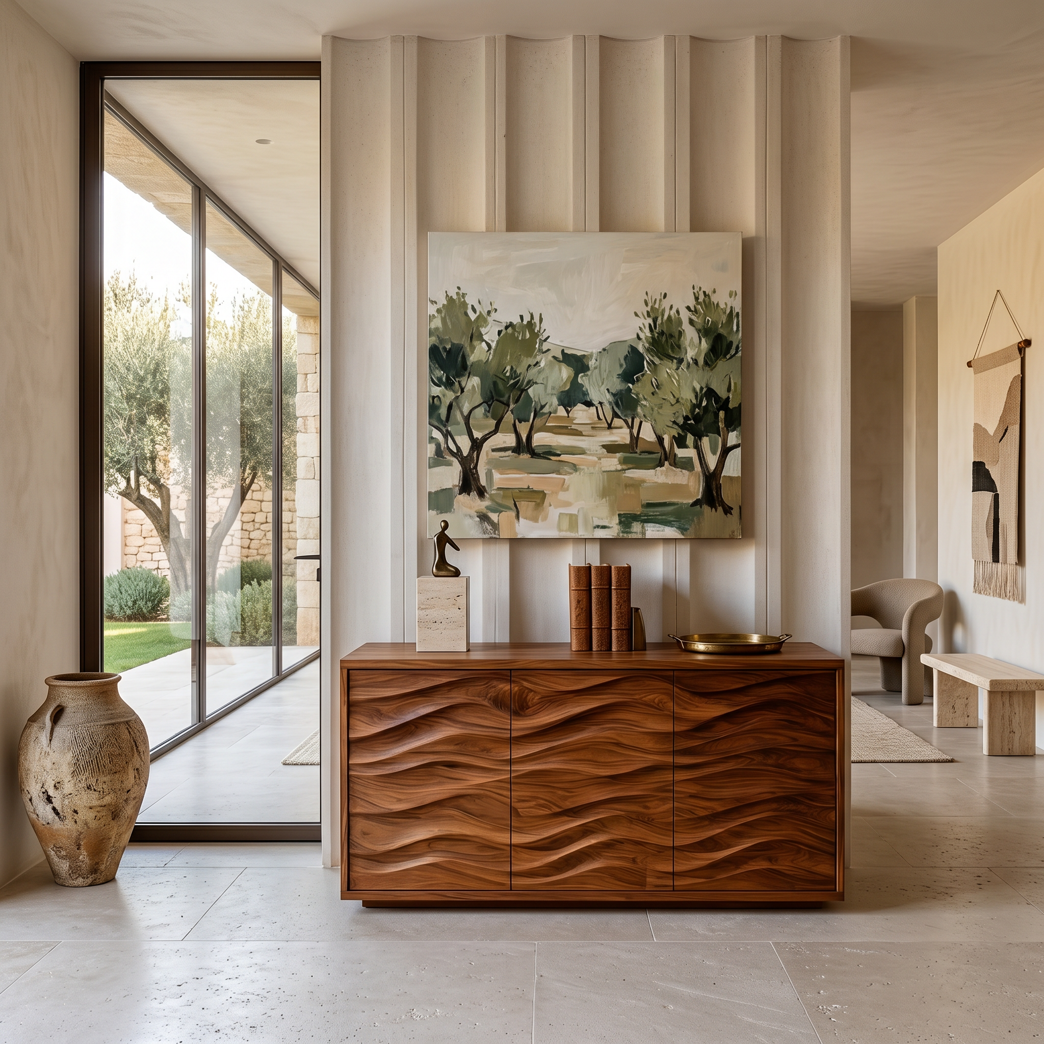Modern Wood Sideboard With Wave Doors For Home Decor RTTHTTSD055