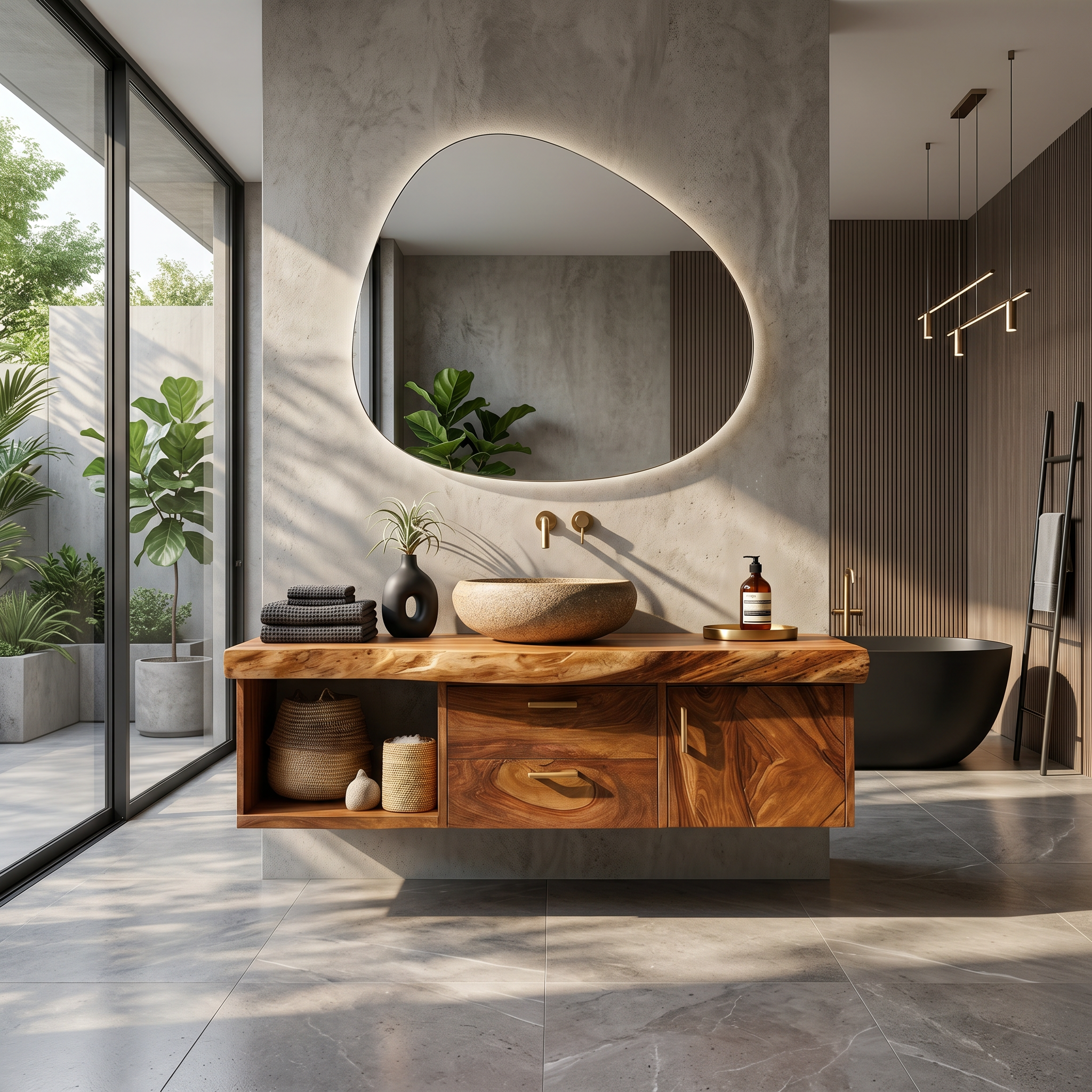Scandinavian Wood Vanity Boutique Hotel Bathroom SILDTTRBRV186