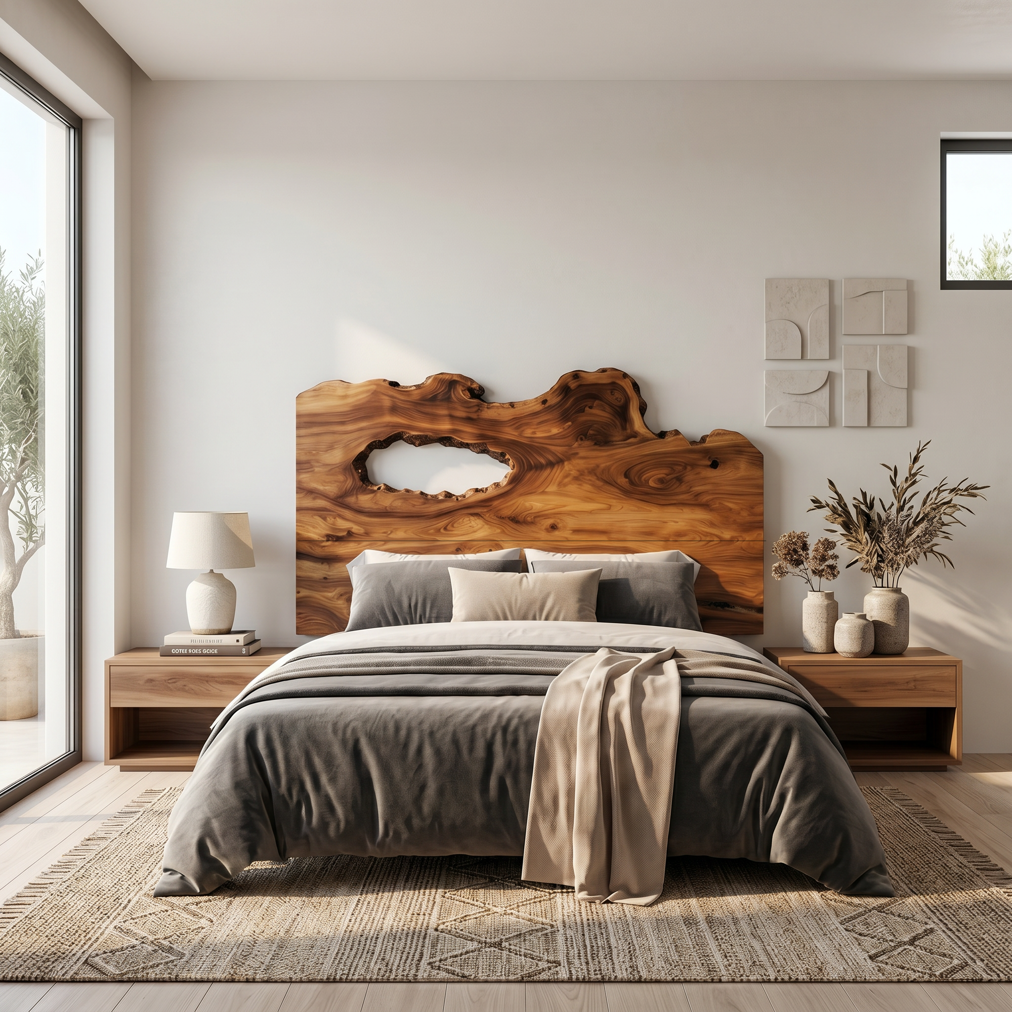 Rustic Natural Knot Headboard Wooden Bed Headboard For Bedroom SINLSAHB060