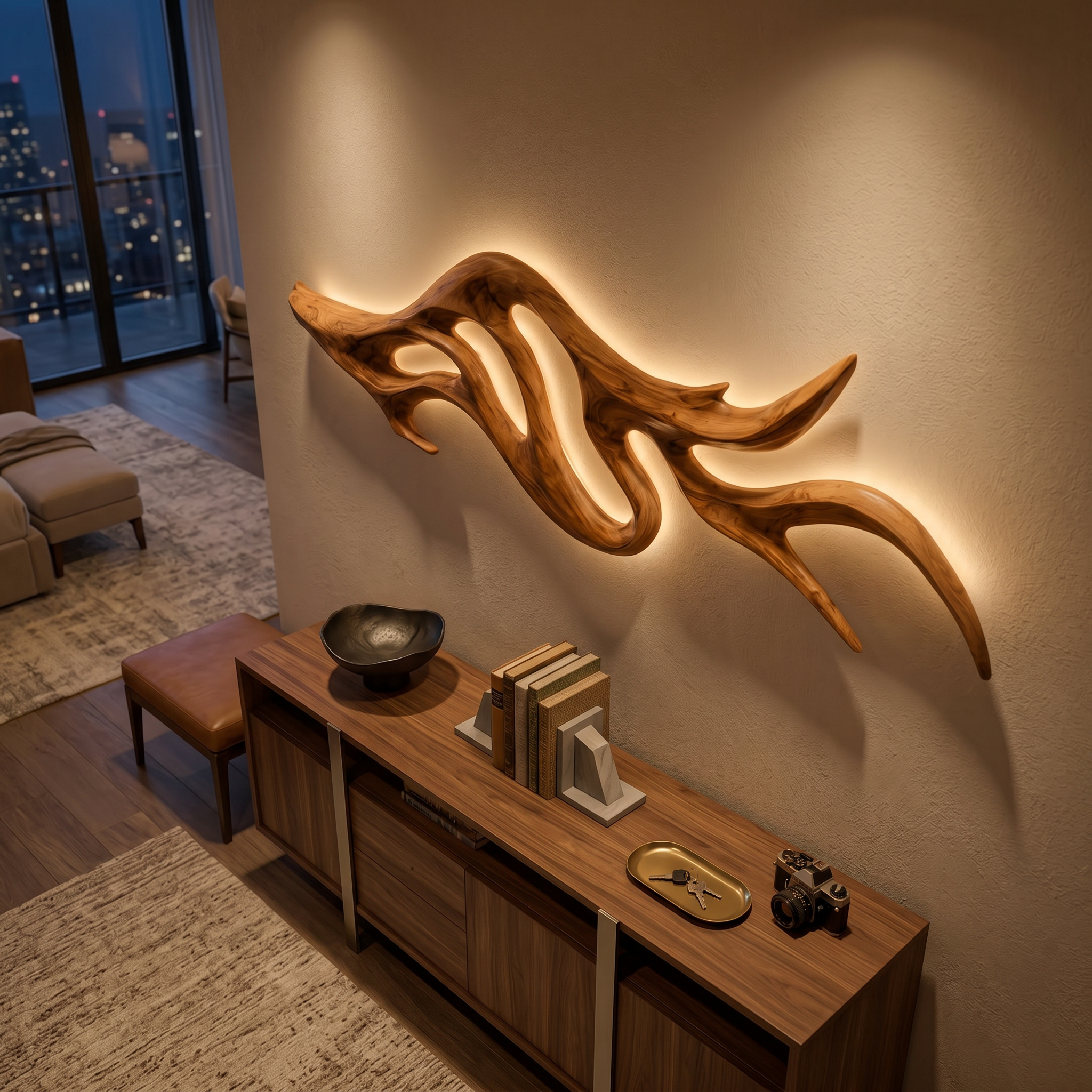 Artistic Wood Wall Light With Sculptural Form For Bedroom RTTHTTLAM056
